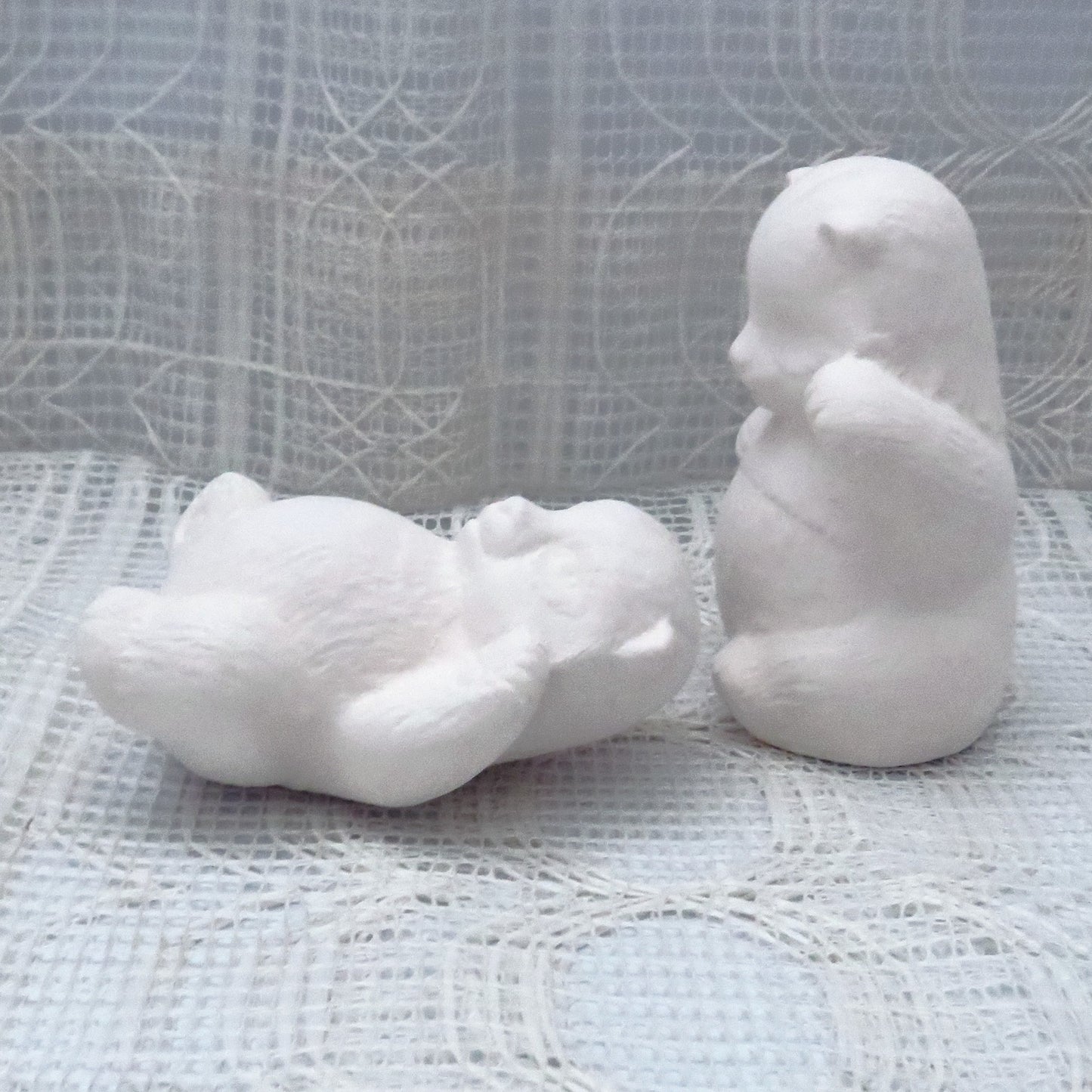 Ready to Paint Panda Figurines / Ceramics to Paint / Unpainted Ceramic Panda Statue / Bisque Ware / Paintable Ceramics