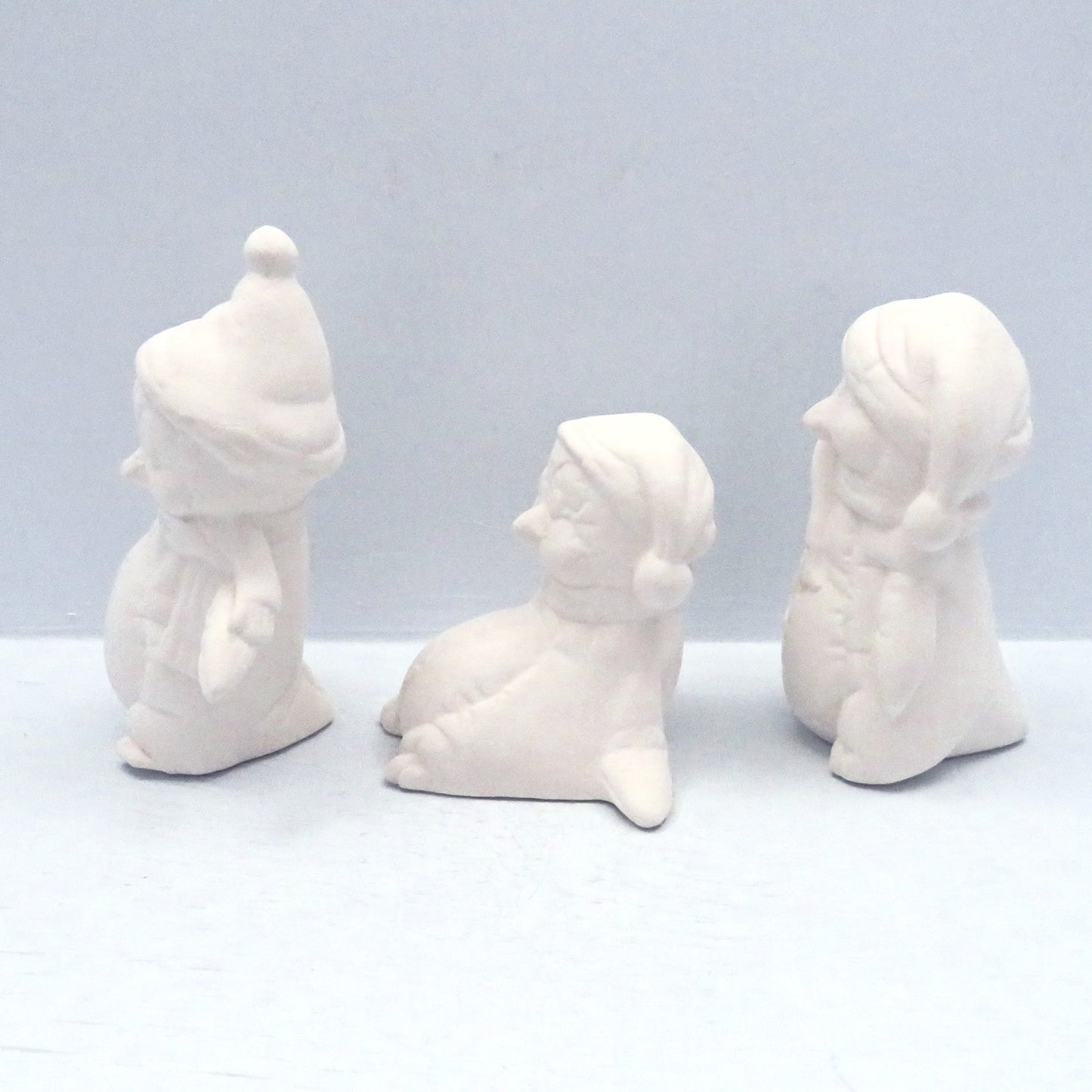 Handmade Ready to Paint Ceramic Winter Penguin Figurines, Penguin Statues, Winter Decor