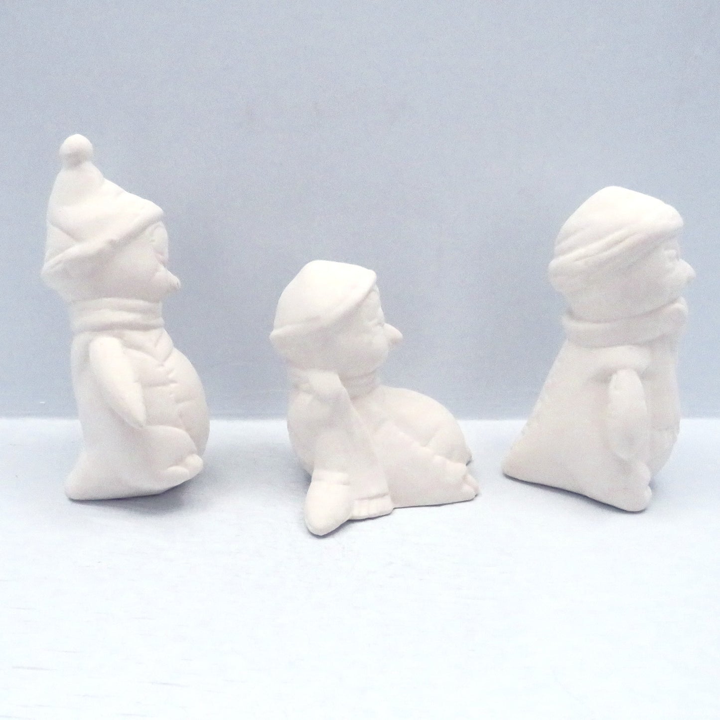Handmade Ready to Paint Ceramic Winter Penguin Figurines, Penguin Statues, Winter Decor