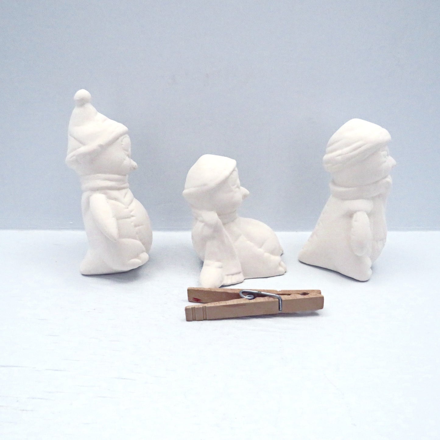 Handmade Ready to Paint Ceramic Winter Penguin Figurines, Penguin Statues, Winter Decor
