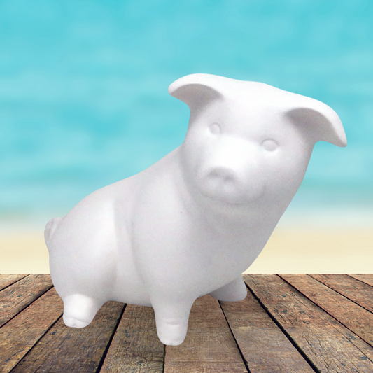 Handmade Ready to Paint Ceramic Pig Figurine, Sitting Pig Statue, Unpainted Ceramic Bisqueware, Paintable Ceramics, Ceramics to Paint