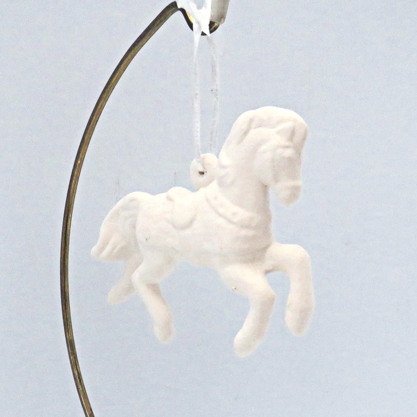 Handmade Paintable Ceramic Prancing Carousel Horse Figurine, Carousel Horse Ornament