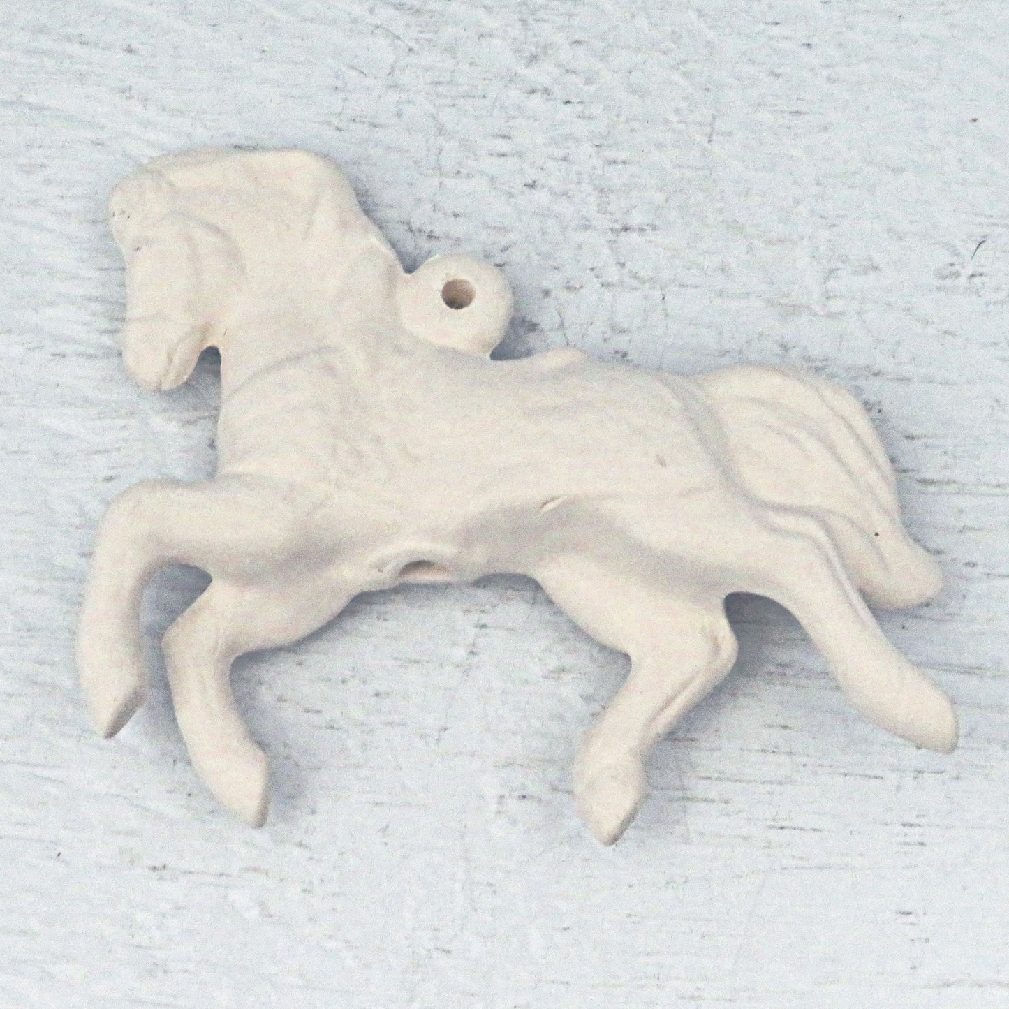 Handmade Paintable Ceramic Prancing Carousel Horse Figurine, Carousel Horse Ornament