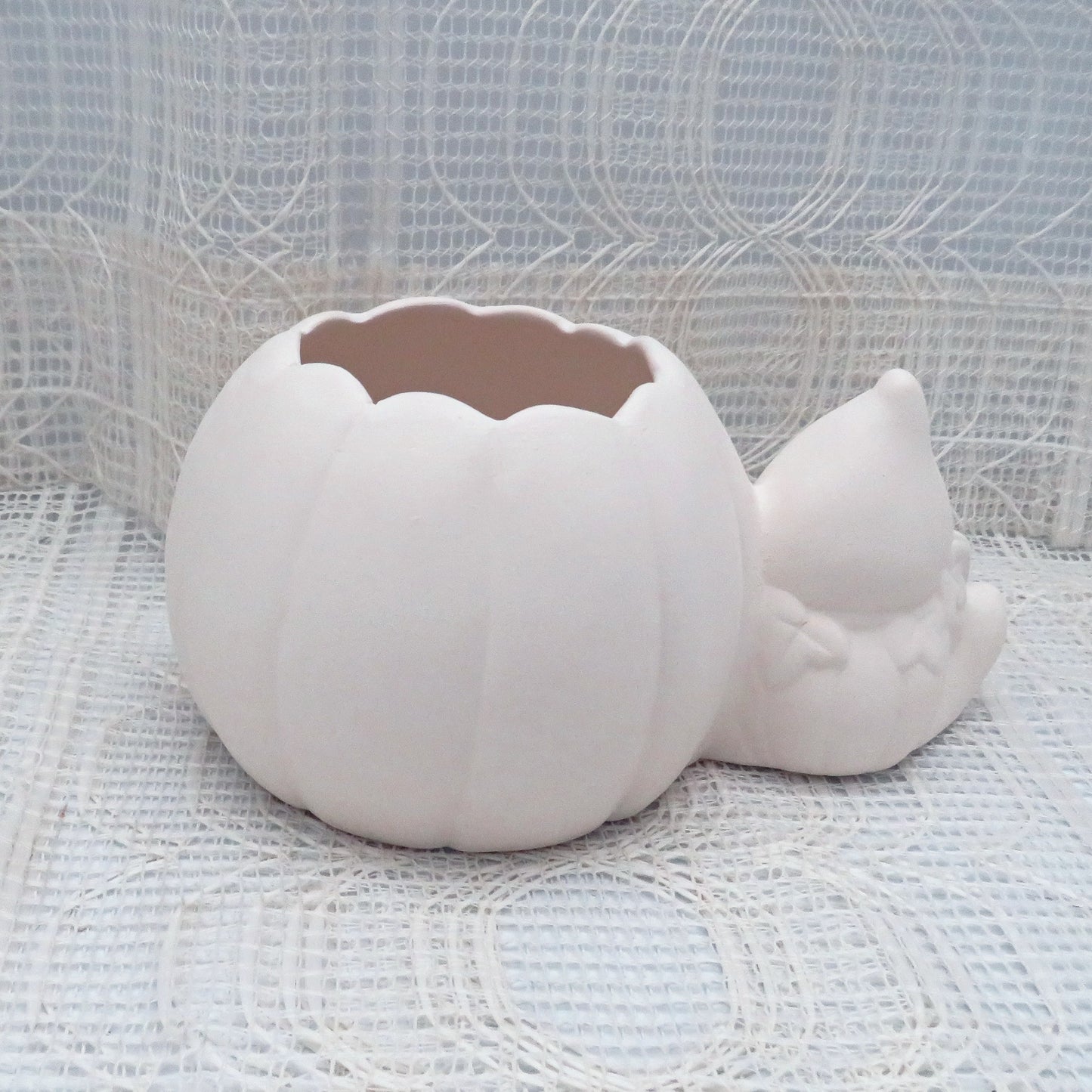 Unpainted Ceramic Bisque Pumpkin and Ghost for Halloween Decor