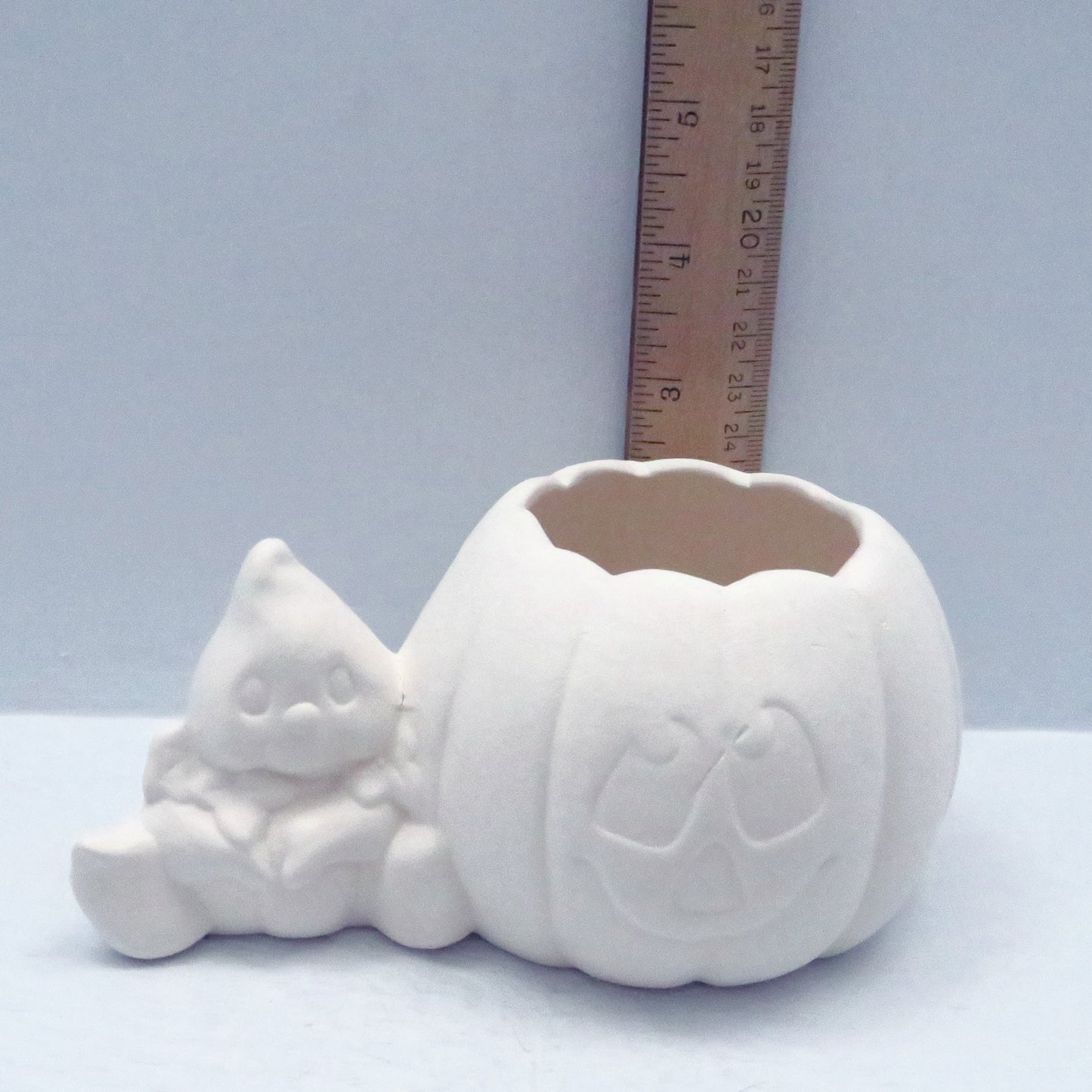 Unpainted Ceramic Bisque Pumpkin and Ghost for Halloween Decor