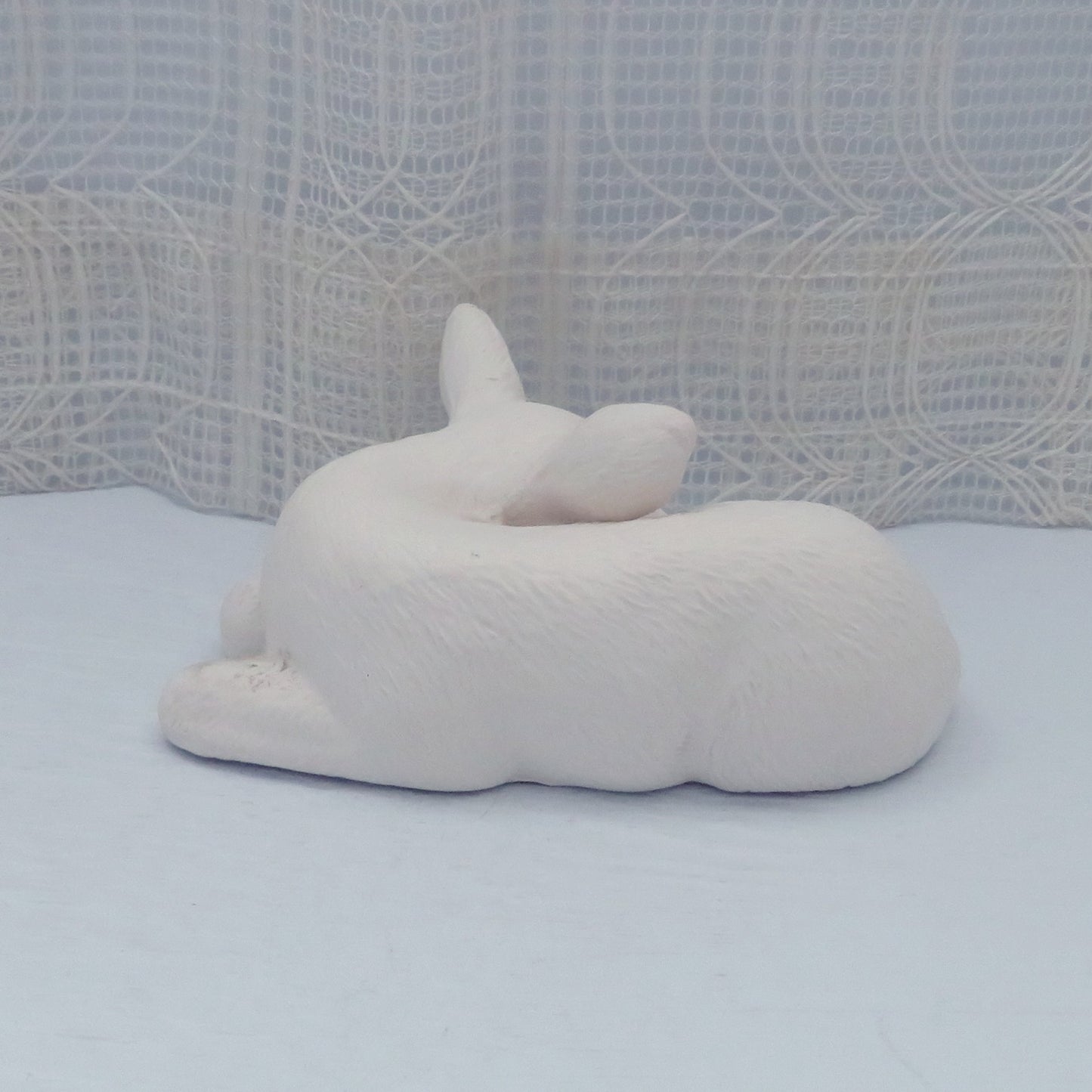 Handmade Ready to Paint Ceramic Reindeer Figurine Lying Down, Unpainted Reindeer Statue