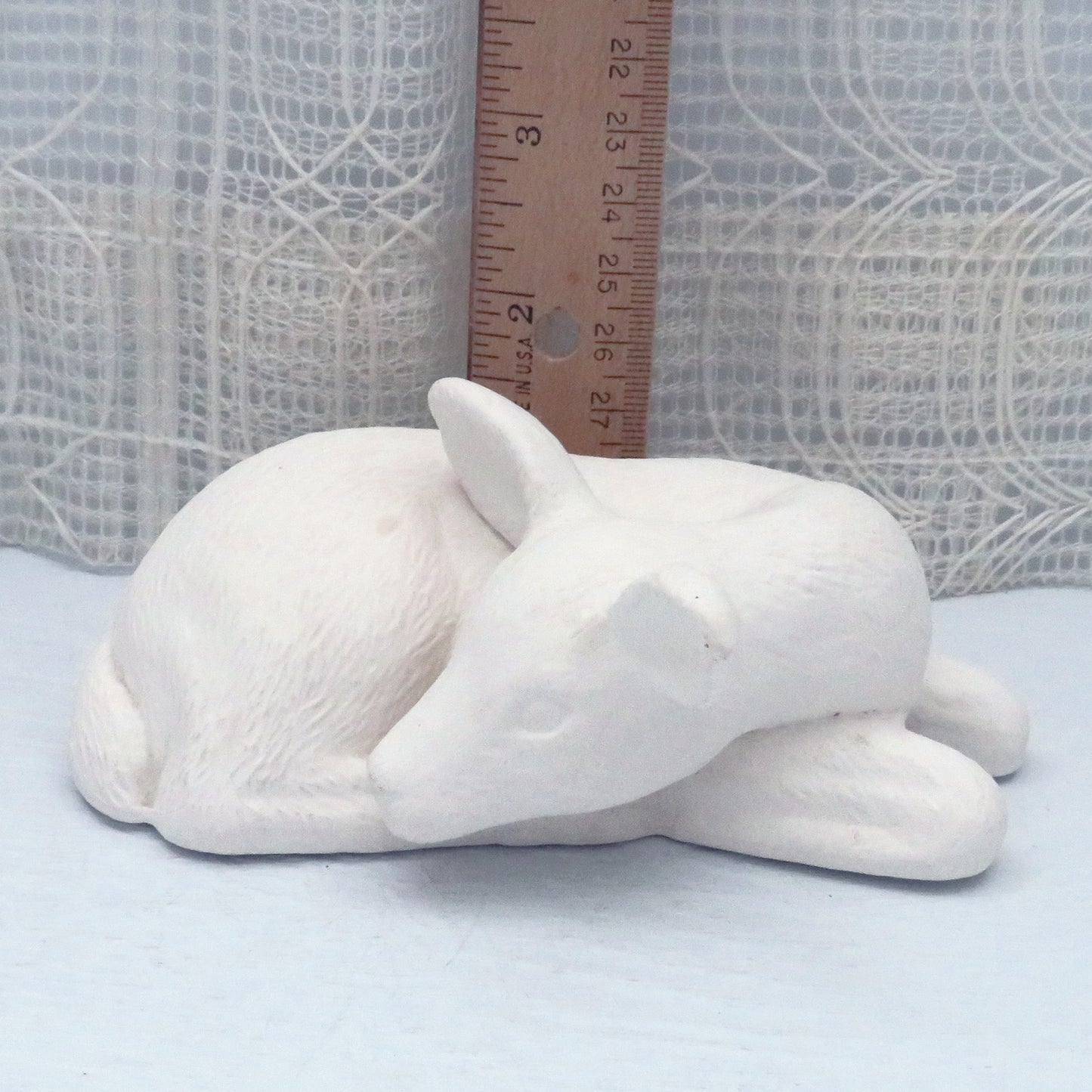 Handmade Ready to Paint Ceramic Reindeer Figurine Lying Down, Unpainted Reindeer Statue