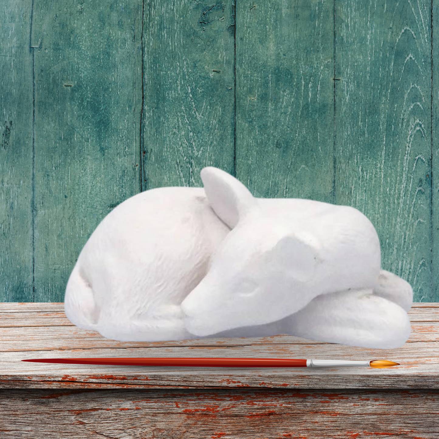 Handmade Ready to Paint Ceramic Reindeer Figurine Lying Down, Unpainted Reindeer Statue