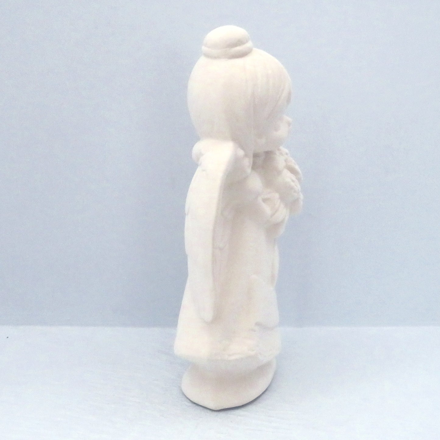Handmade Ready to Paint Ceramic Angel Figurine Holding Flowers