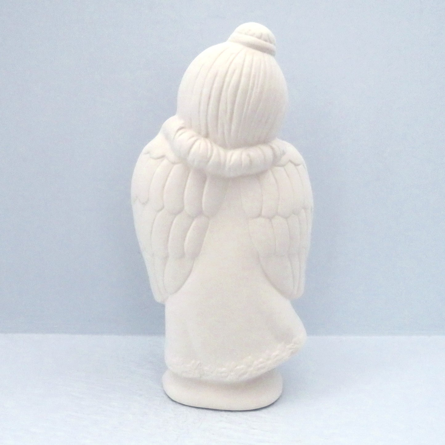 Handmade Ready to Paint Ceramic Angel Figurine Holding Flowers