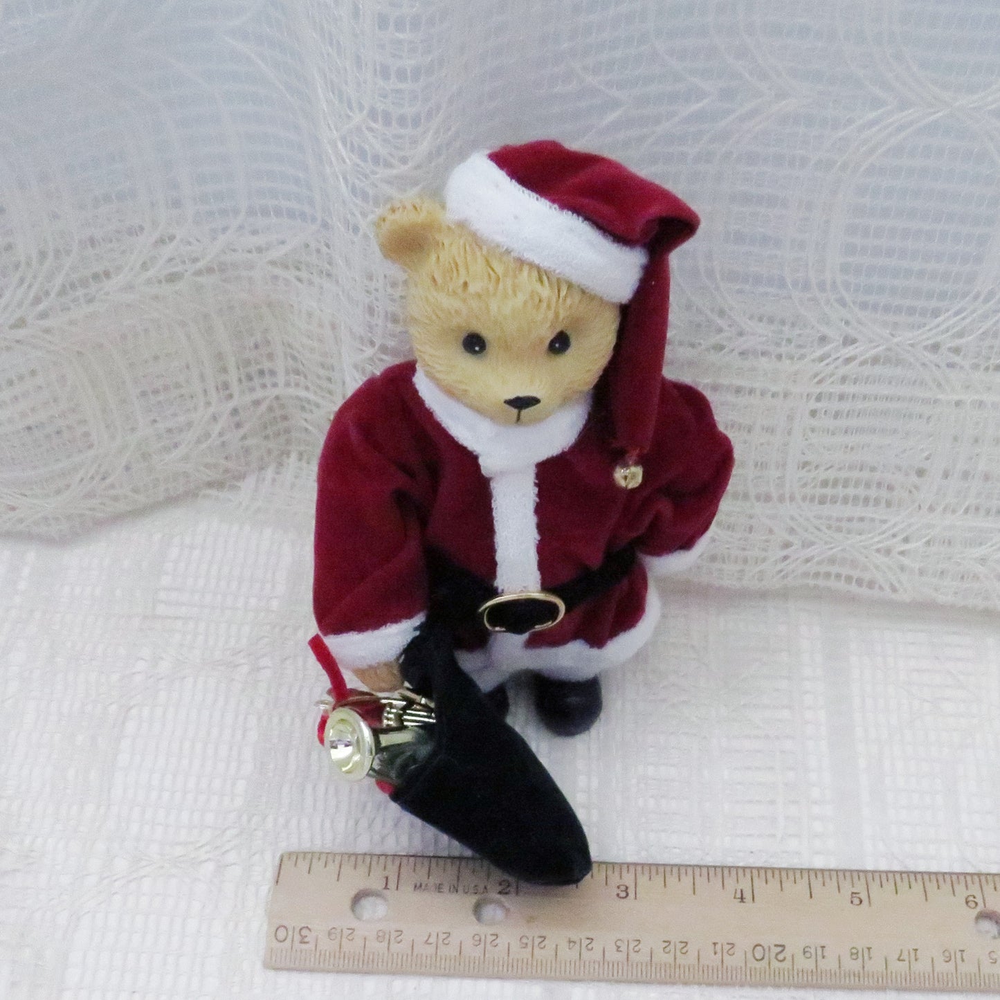 Vintage Santa Bear with Red Jacket and Bag of Toys