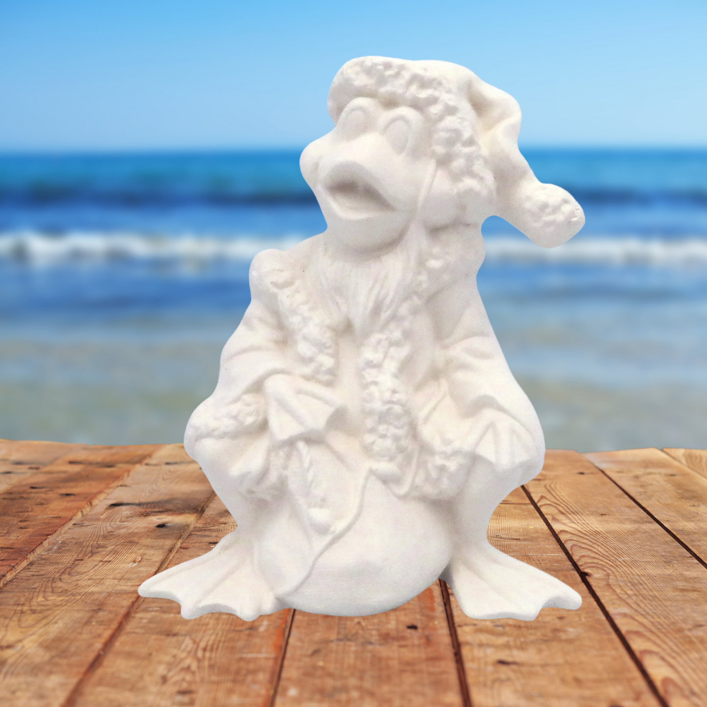 Handmade Ready to Paint Ceramic Santa Frog Figurine for Christmas Decoration