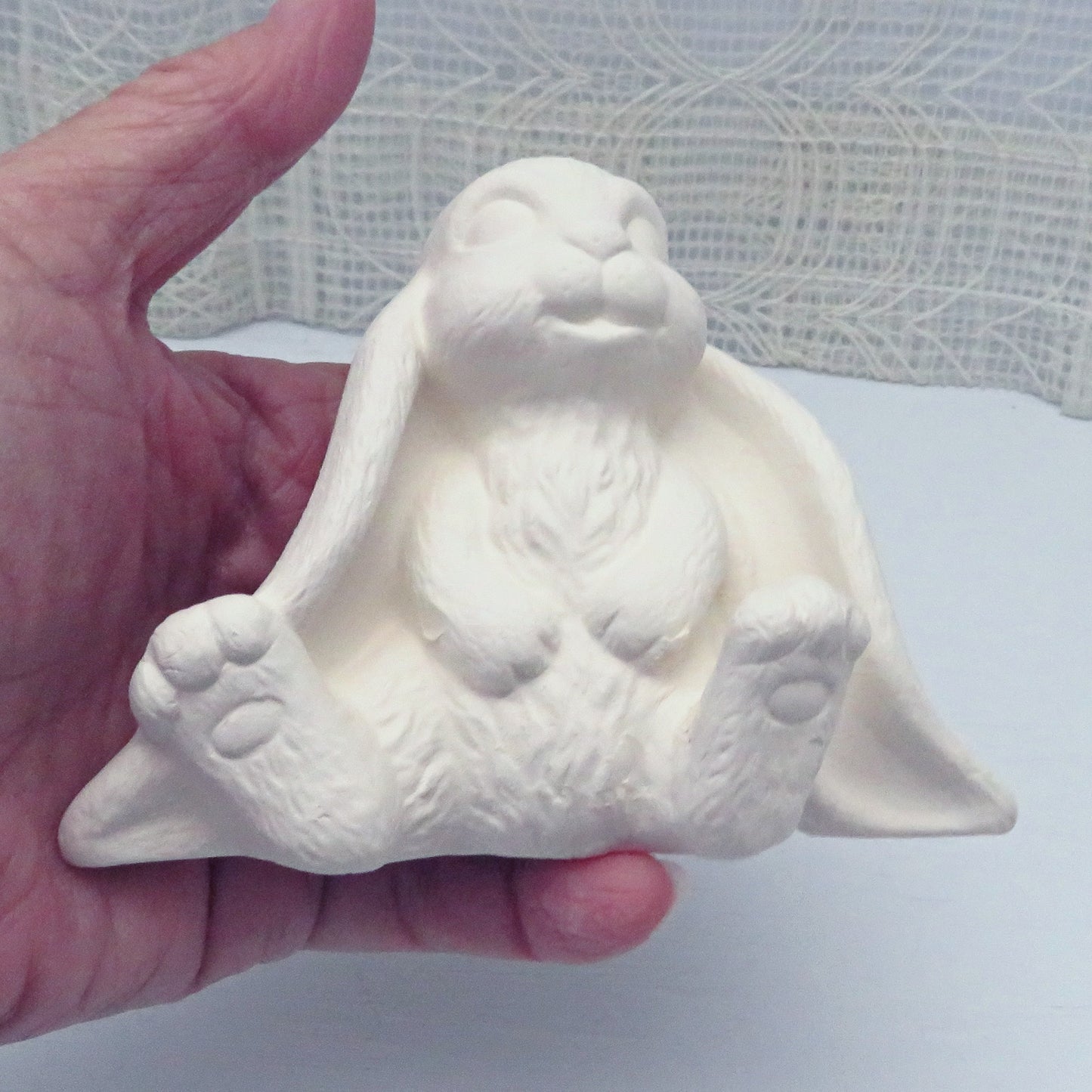 Paintable Ceramic Sitting Lop Eared Bunny, Ready to Paint Rabbit Figurine