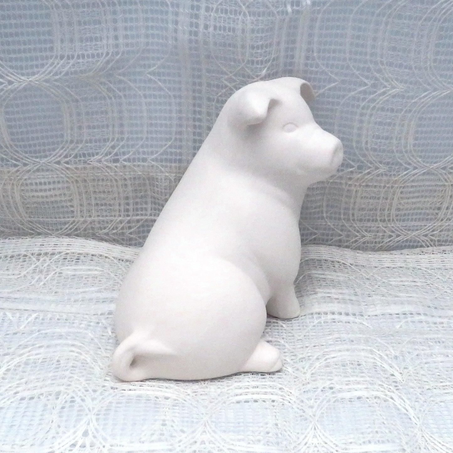 Handmade Ready to Paint Ceramic Pig Figurine, Sitting Pig Statue, Unpainted Ceramic Bisqueware, Paintable Ceramics, Ceramics to Paint