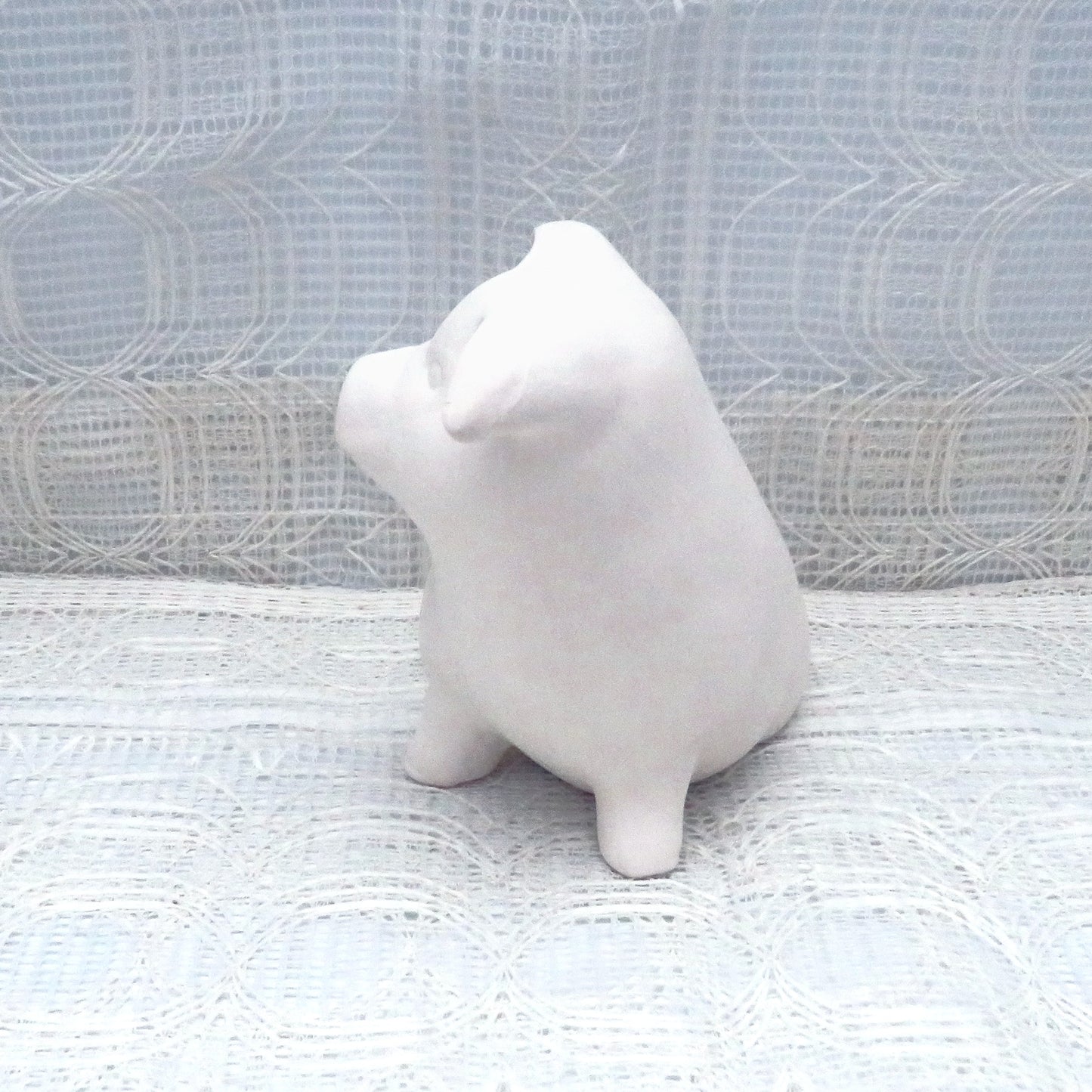 Handmade Ready to Paint Ceramic Pig Figurine, Sitting Pig Statue, Unpainted Ceramic Bisqueware, Paintable Ceramics, Ceramics to Paint