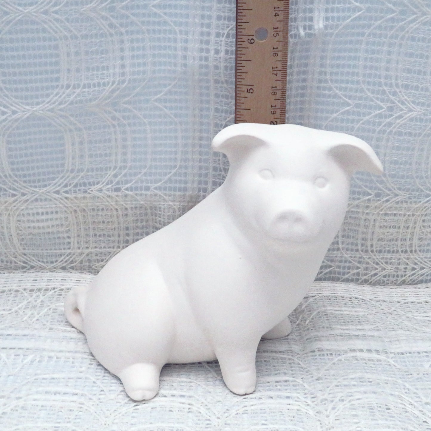 Handmade Ready to Paint Ceramic Pig Figurine, Sitting Pig Statue, Unpainted Ceramic Bisqueware, Paintable Ceramics, Ceramics to Paint