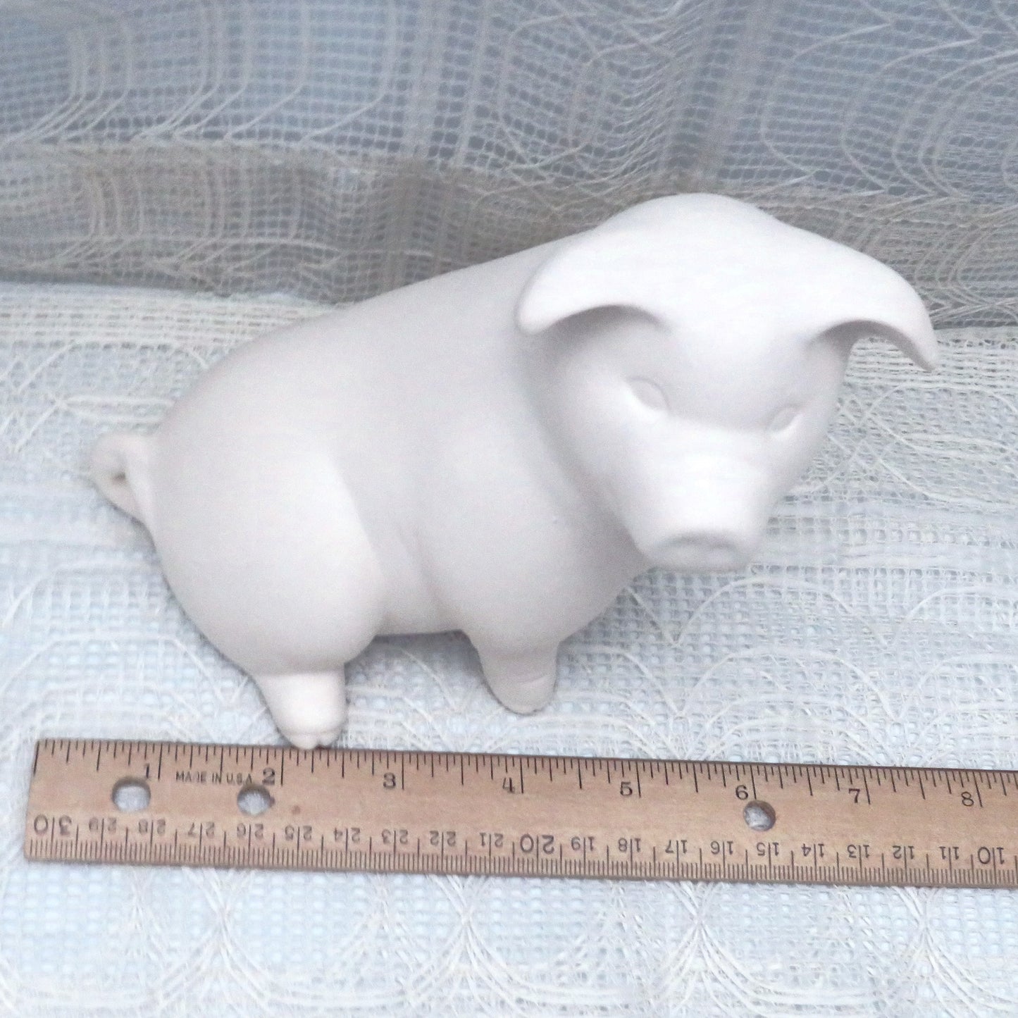 Handmade Ready to Paint Ceramic Pig Figurine, Sitting Pig Statue, Unpainted Ceramic Bisqueware, Paintable Ceramics, Ceramics to Paint