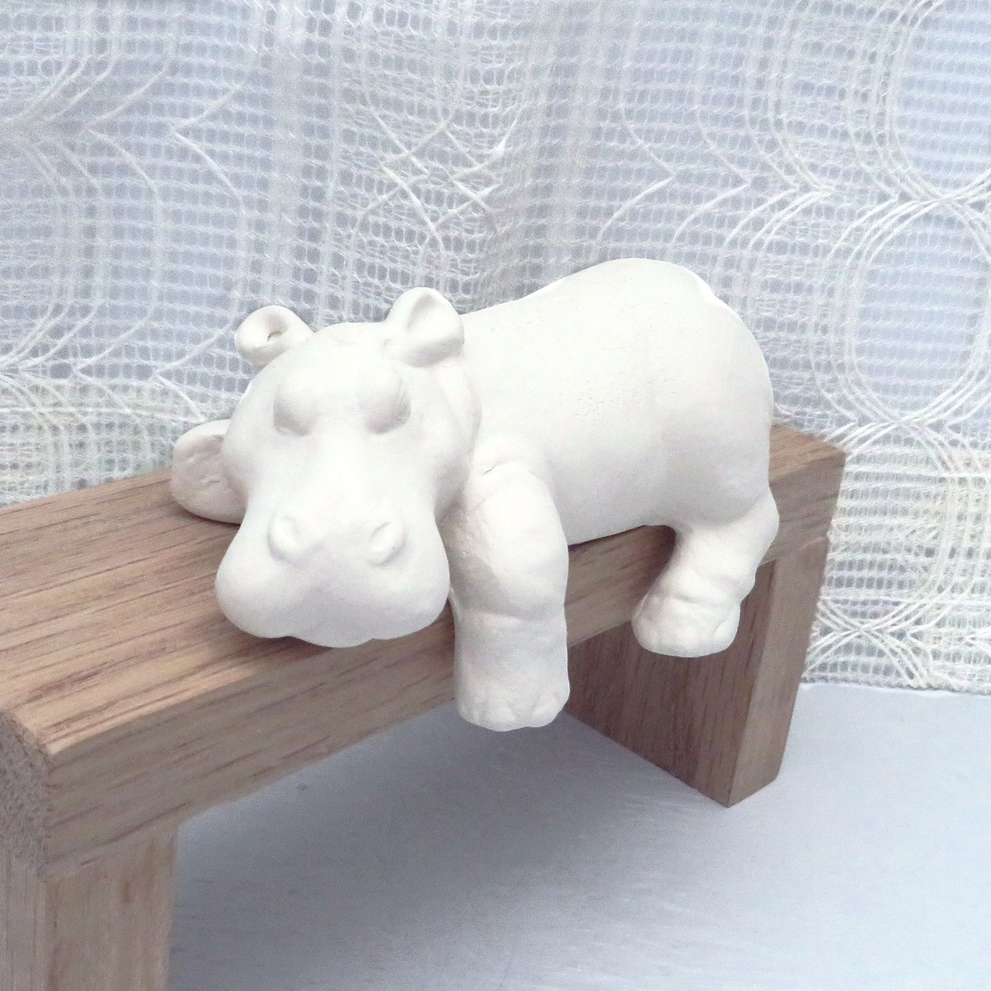 Unpainted Ceramic Hippo Figurine, Ceramic Bisque, Ceramics to Paint, Paintable Ceramic Hippo Statue, Hippo Decor