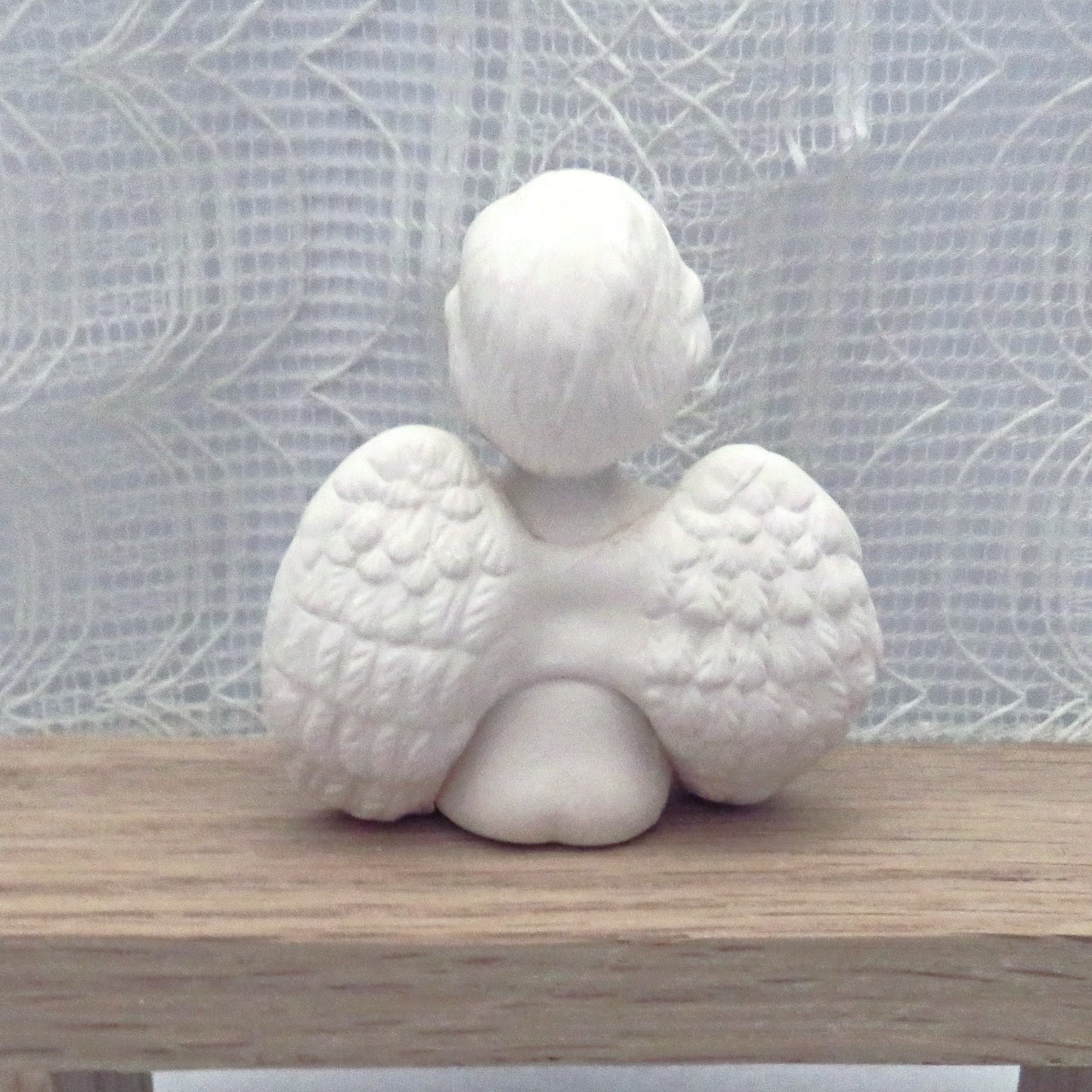 Handmade Ceramic Bisque Cherub Blowing Kiss Figurine, Unpainted Angel Statue, Ceramics to Paint, Paintable Ceramics, Ready to Paint, Angel Lover Gift