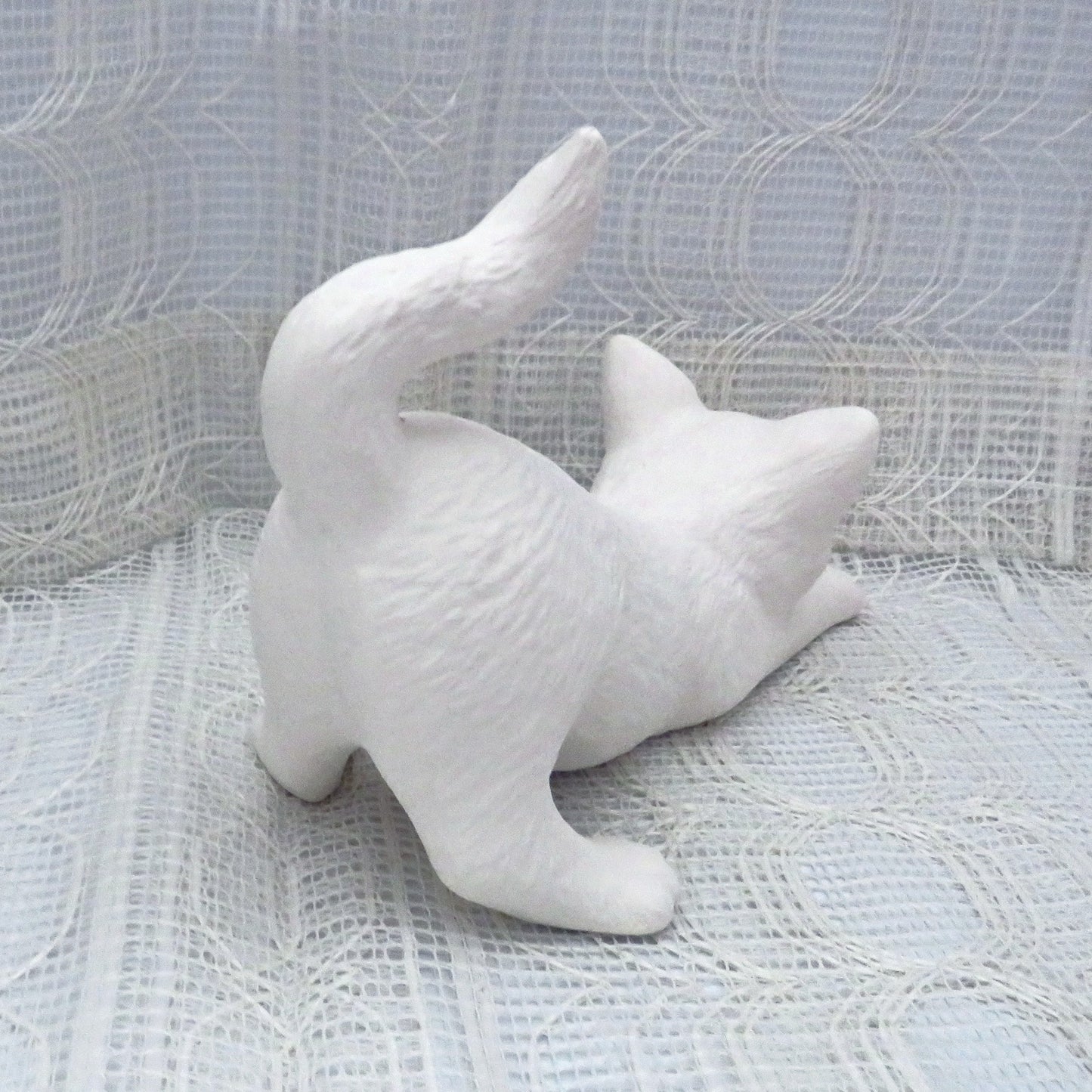 Ready to Paint Ceramic Cat Figurine, Paint it Yourself Stretching Cat Statue, Bisqueware, Paintable Ceramics, Cat Decor, Cat Lover Gift