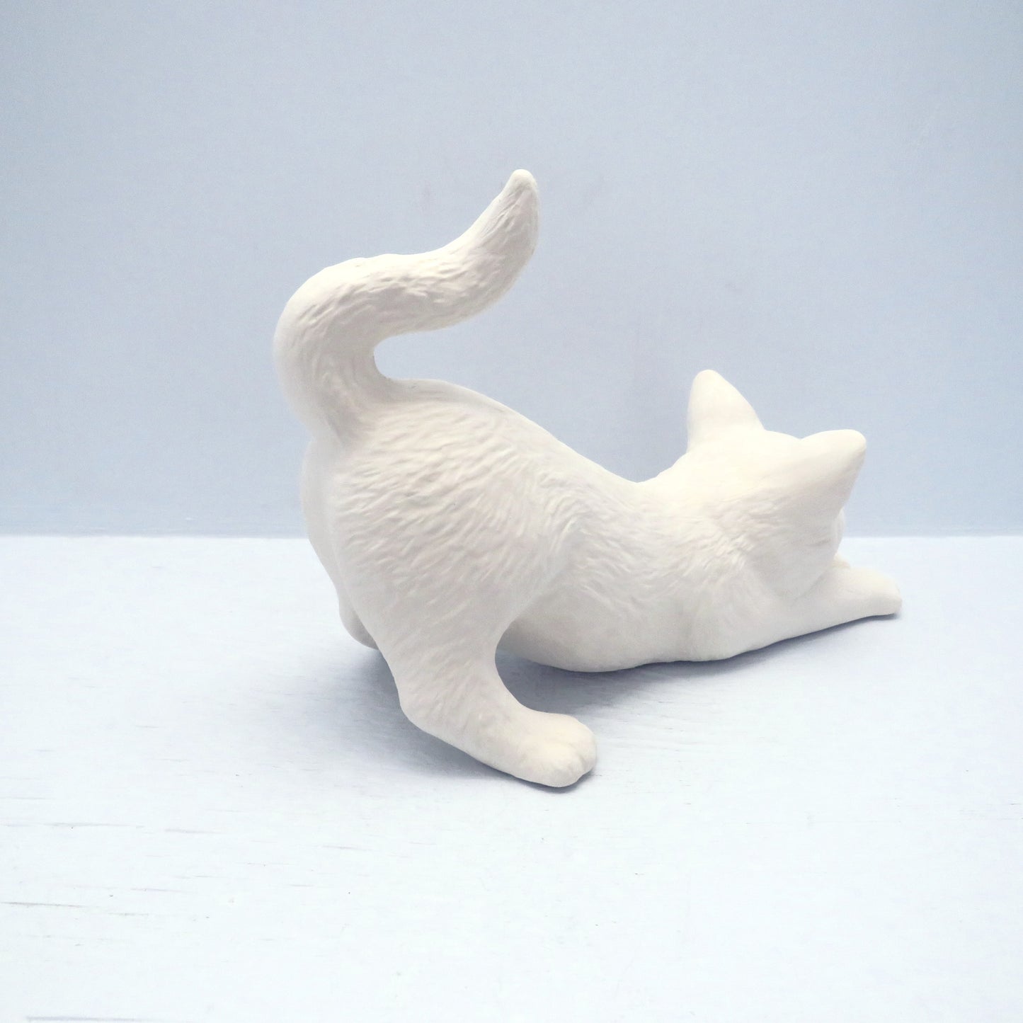 Ready to Paint Ceramic Cat Figurine / Paint it Yourself Stretching Cat Statue / Bisqueware / Paintable Ceramics / Cat Decor / Cat Lover