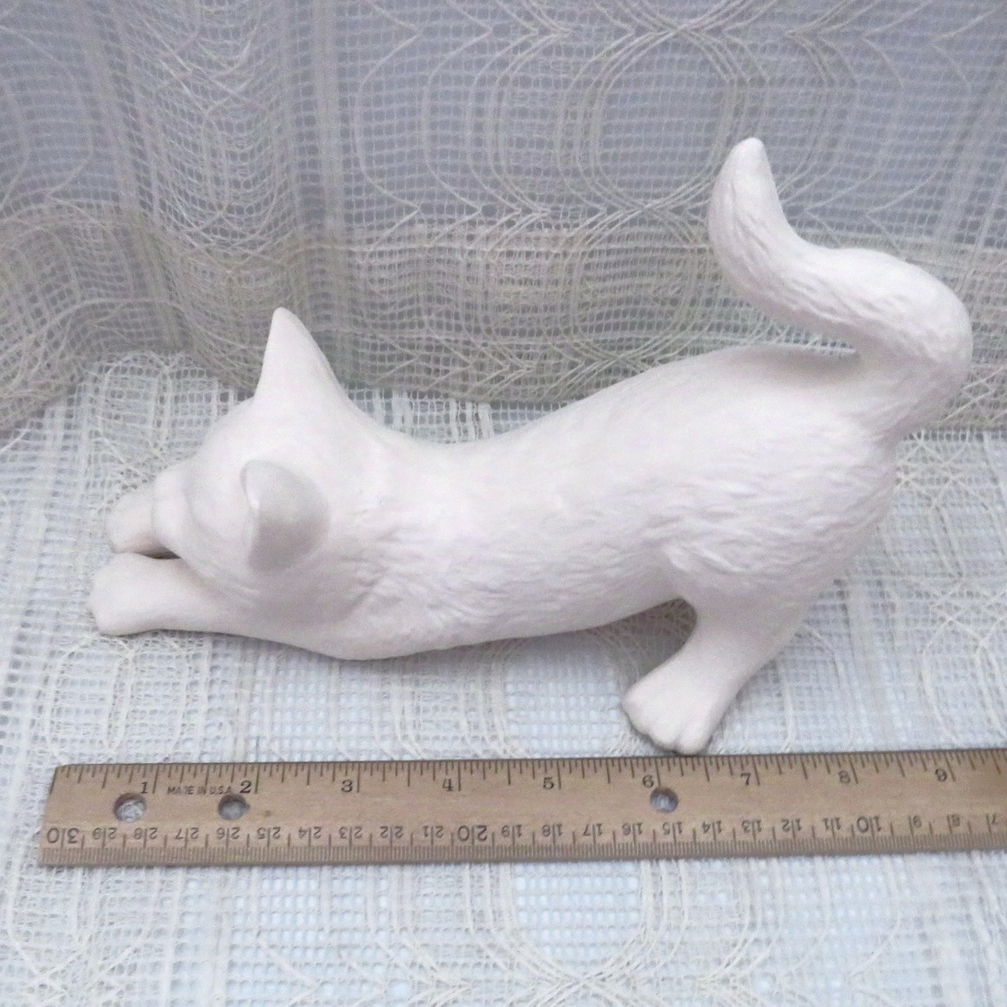 Ready to Paint Ceramic Cat Figurine, Paint it Yourself Stretching Cat Statue, Bisqueware, Paintable Ceramics, Cat Decor, Cat Lover Gift