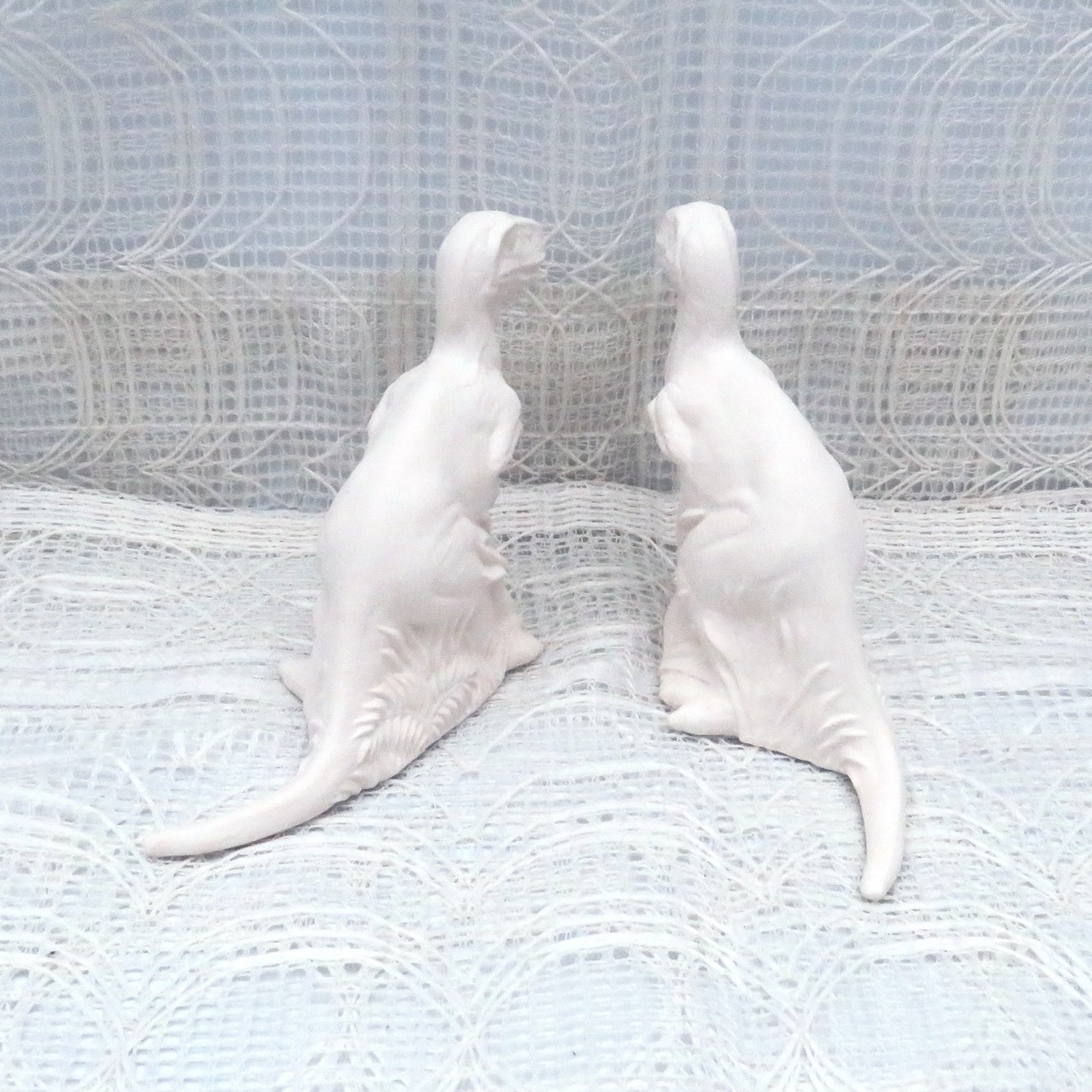 Handmade Ready to Paint Ceramic Tyrannosaurus Rex Figurines, Set of 2 Paintable Dinosaur Statue, Ceramics to Paint