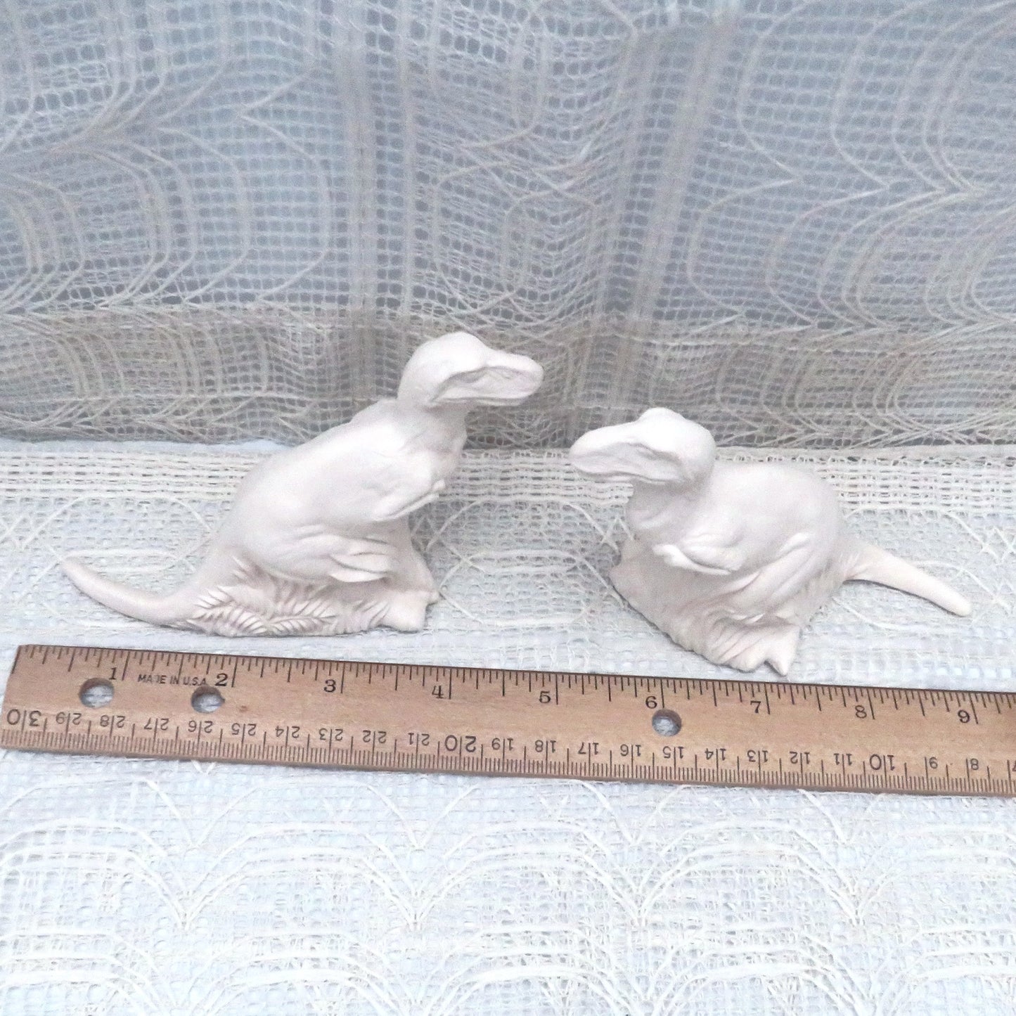 Handmade Ready to Paint Ceramic Tyrannosaurus Rex Figurines, Set of 2 Paintable Dinosaur Statue, Ceramics to Paint