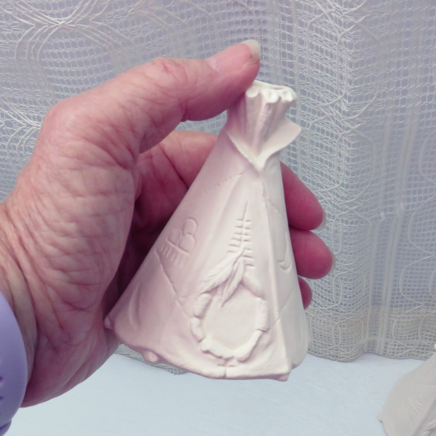 Unpainted Ceramic TeePee Figurines, Ready to Paint Handmade Tee Pee Statues, Paintable Bisqueware