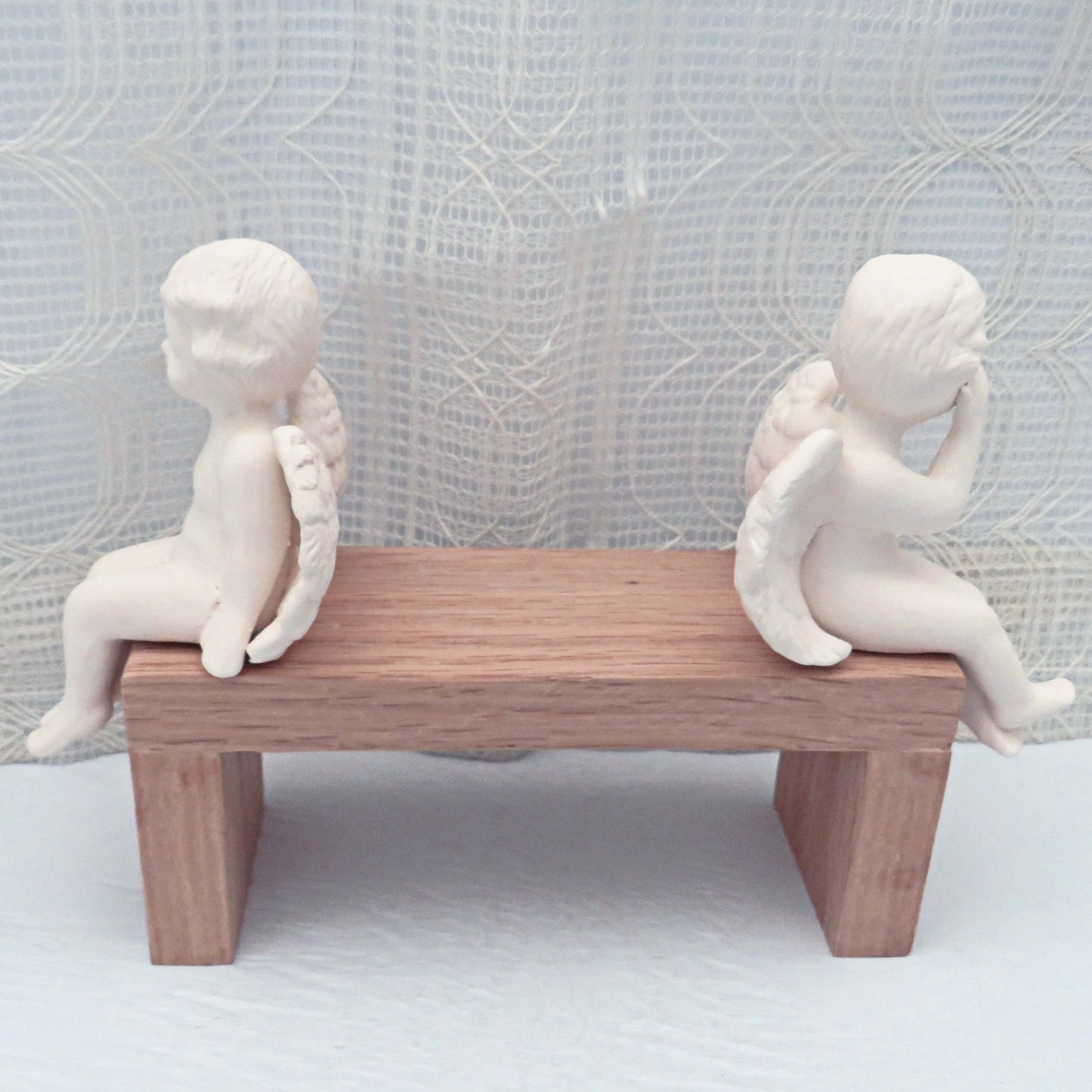 Handmade Paintable Ceramic Cherub Figuines, Set of 2 Ready to Paint Ceramic Cherub Angel Statues, Cherub Statues Telling Secrets te