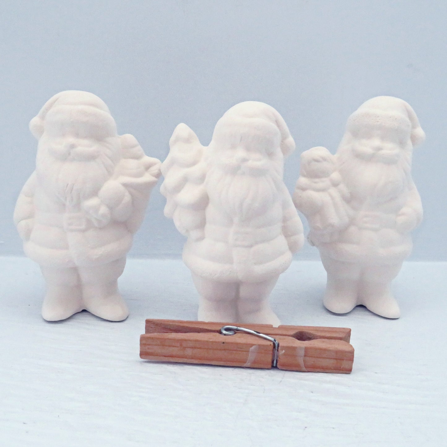 Ready To Paint Ceramic Santa Figurines, Small Santa Statues, Unpainted Bisque Santa Figures, Ceramics to Paint, Paint It Yourself