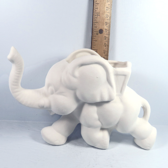 Ready to Paint Handmade Ceramic Bisque Elephant Pot Figurine / Elephant Decor / Elephant Gift / Paintable Ceramics / DIY Ceramics