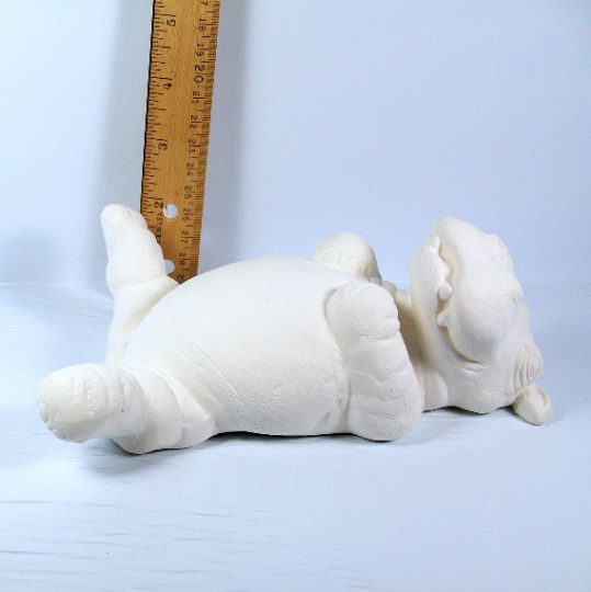 Unpainted Ceramic Hippo Figurine / Hippo Statue / Hippo on Back / Hippo Decor / Gift for Hippo Lover / Ceramics to Paint / Bisqueware