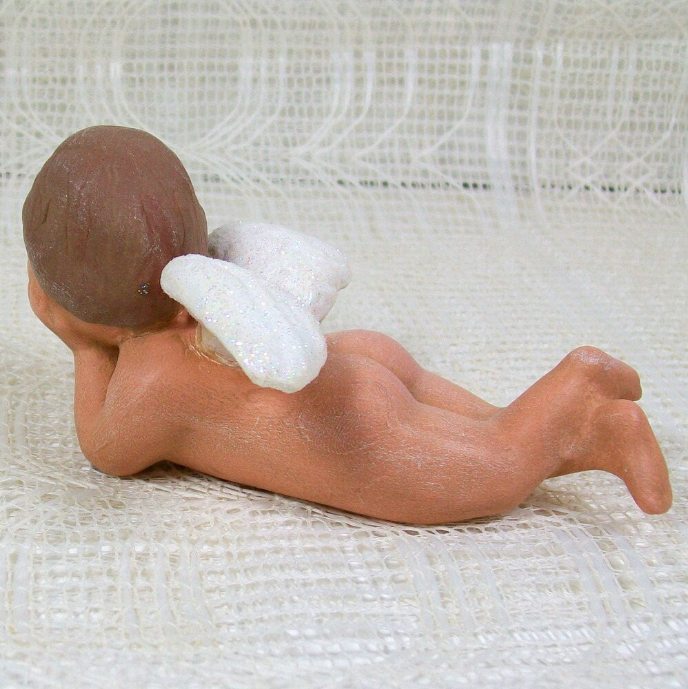 Cherub Angel Statue, Ceramic Angel Figurine, Angel Decor, Angel Gift, Cherub Figurine, Baptism Gift