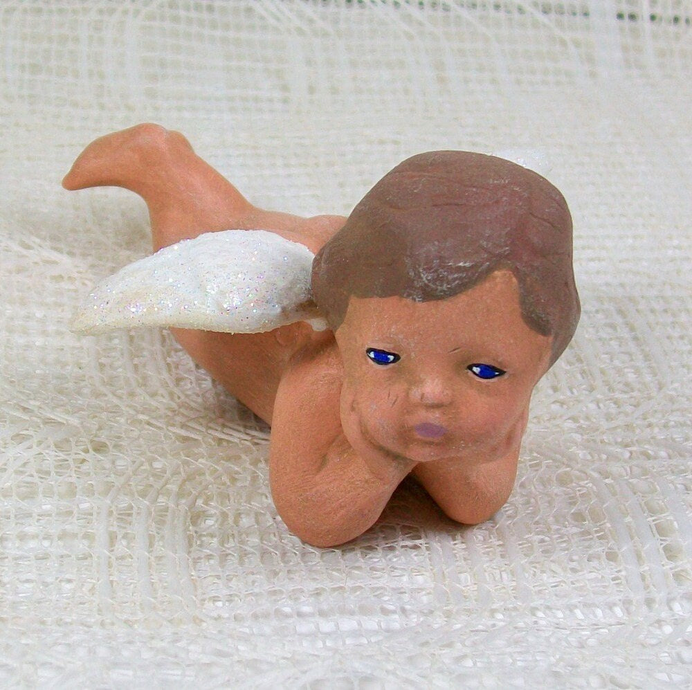 Cherub Angel Statue, Ceramic Angel Figurine, Angel Decor, Angel Gift, Cherub Figurine, Baptism Gift