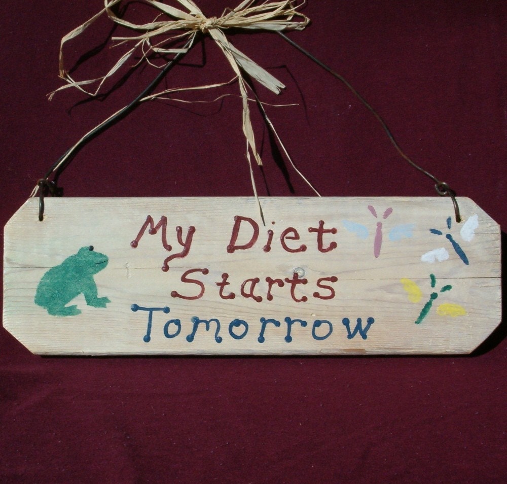 Wood Sign / Wood Wall Art/ My Diet Sign / Frog Decor, Rustic Wood Wall Art / Rustic Sign / Hand Painted Sign