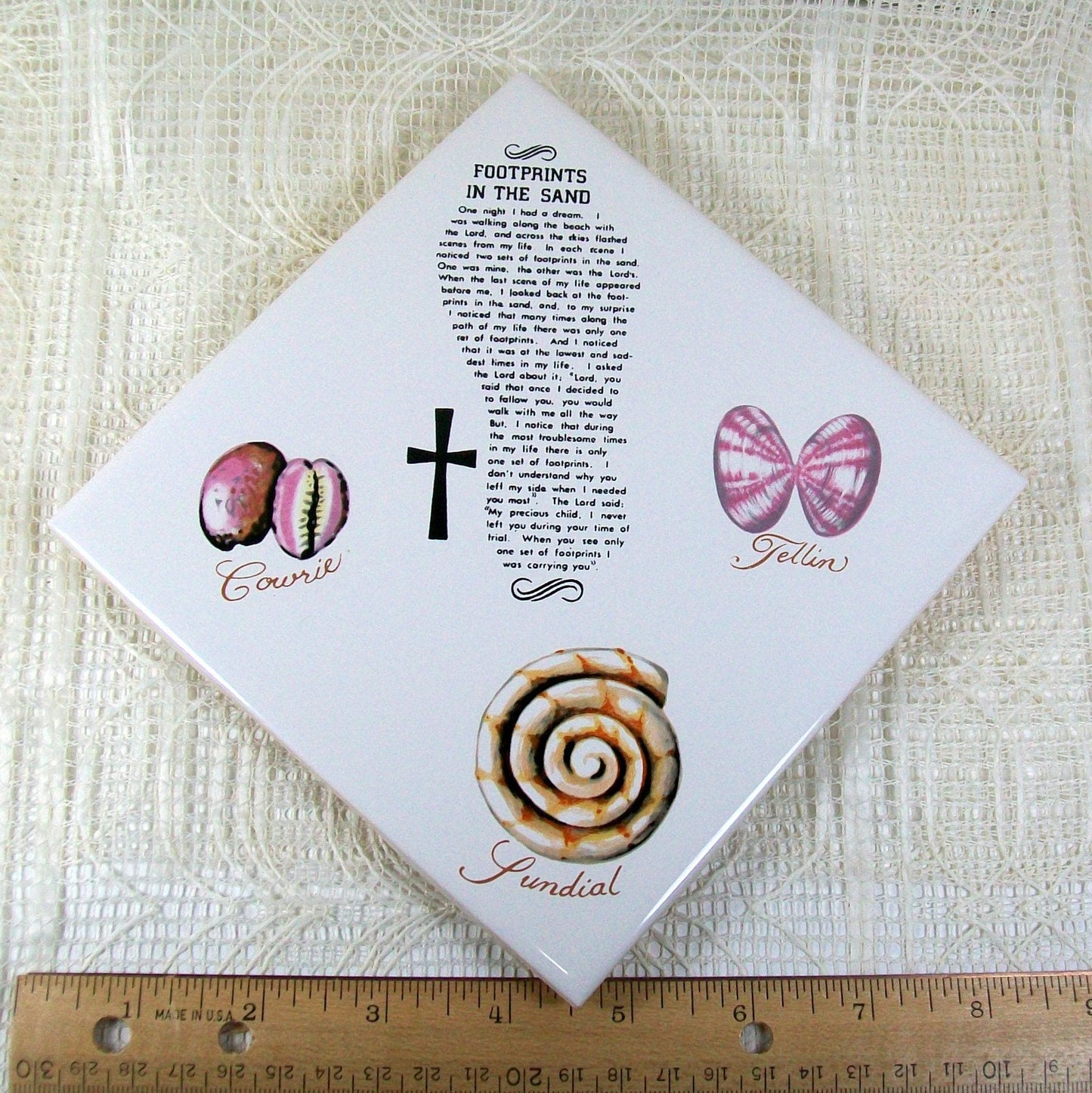 Footsteps in the Sand Ceramic Tile Trivet, Ceramic Spoon Rest, Wine Bottle Holder, Drink Coaster, Ceramic Coaster, Spoon Holder, Cup Coaster, Beach Decor