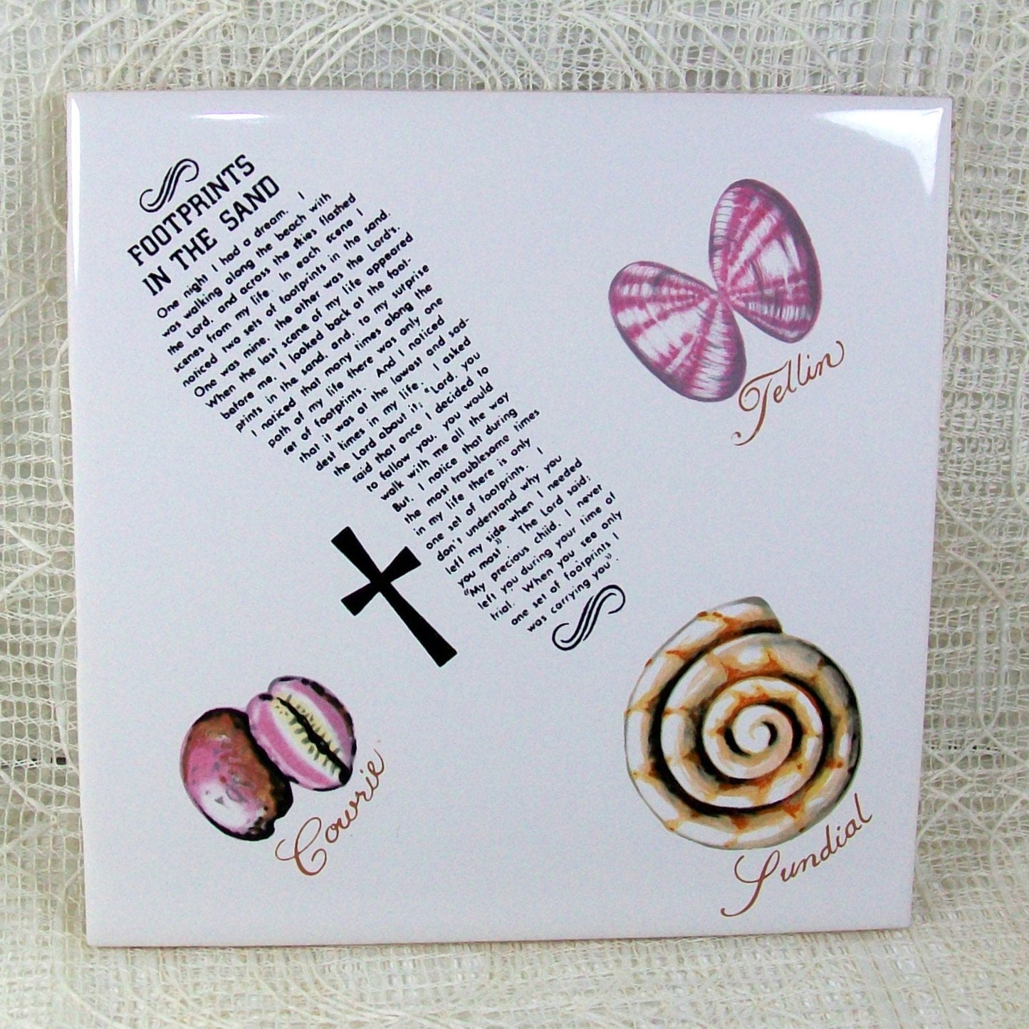 Footsteps in the Sand Ceramic Tile Trivet, Ceramic Spoon Rest, Wine Bottle Holder, Drink Coaster, Ceramic Coaster, Spoon Holder, Cup Coaster, Beach Decor