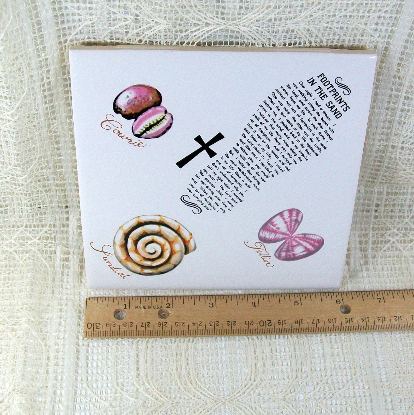 Footsteps in the Sand Ceramic Tile Trivet, Ceramic Spoon Rest, Wine Bottle Holder, Drink Coaster, Ceramic Coaster, Spoon Holder, Cup Coaster, Beach Decor