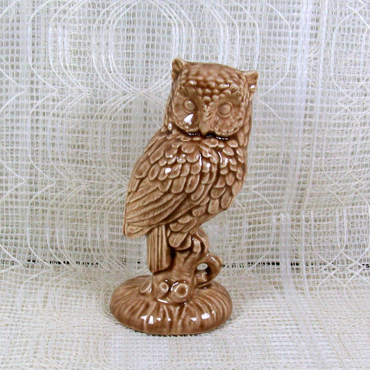 Handmade Glazed Brown Owl Figurine, Owl Statue, Owl Decor, Gift for Owl Lover, Handmade Ceramic Owl, Bird Statue, Bird Figurine