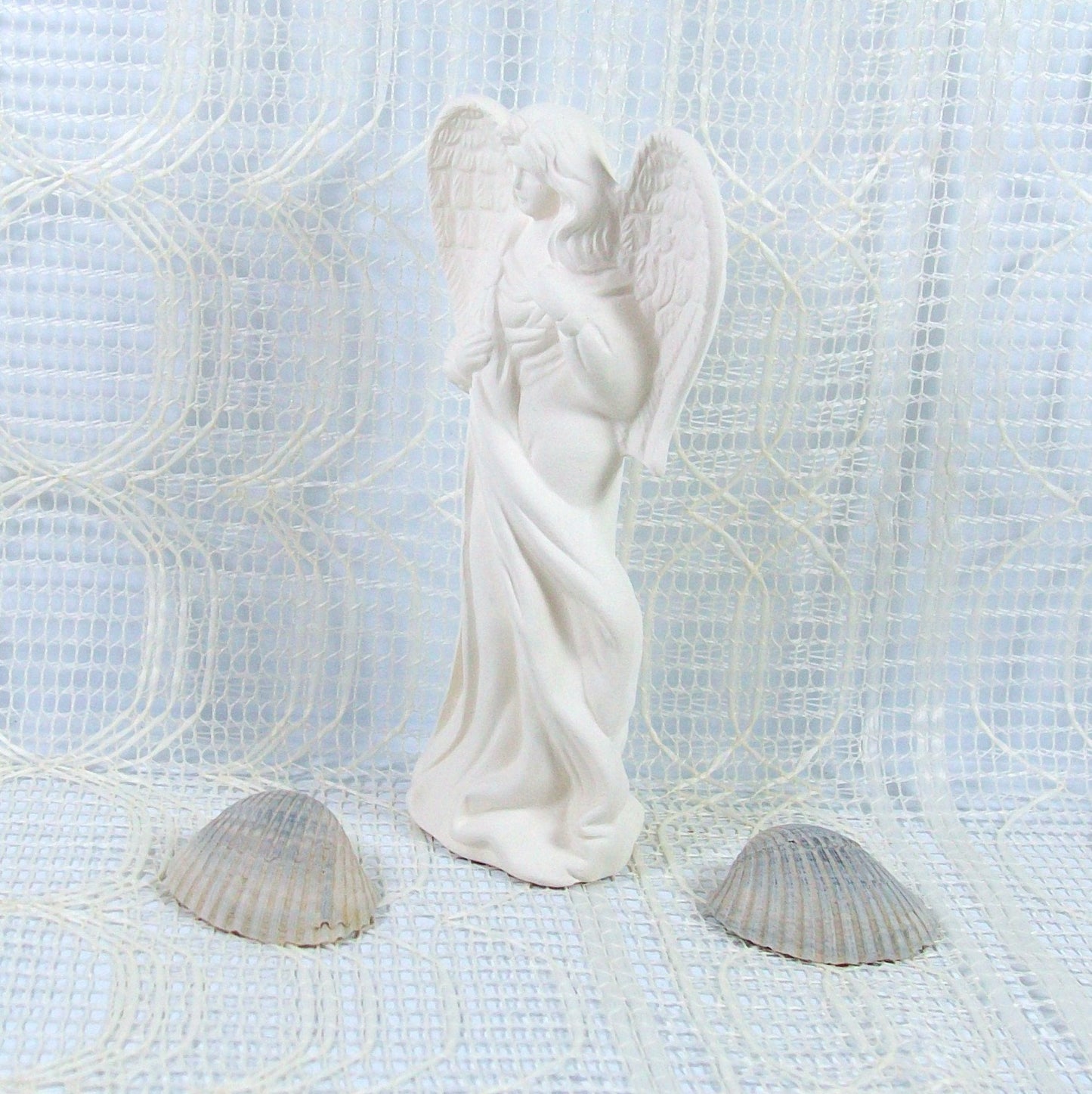 Handmade Unpainted Ceramic Angel Figurine / Angel Statue / Ceramic Bisque / Ceramics to Paint / Paintable Ceramics / Angel Decor/ Angel Gift