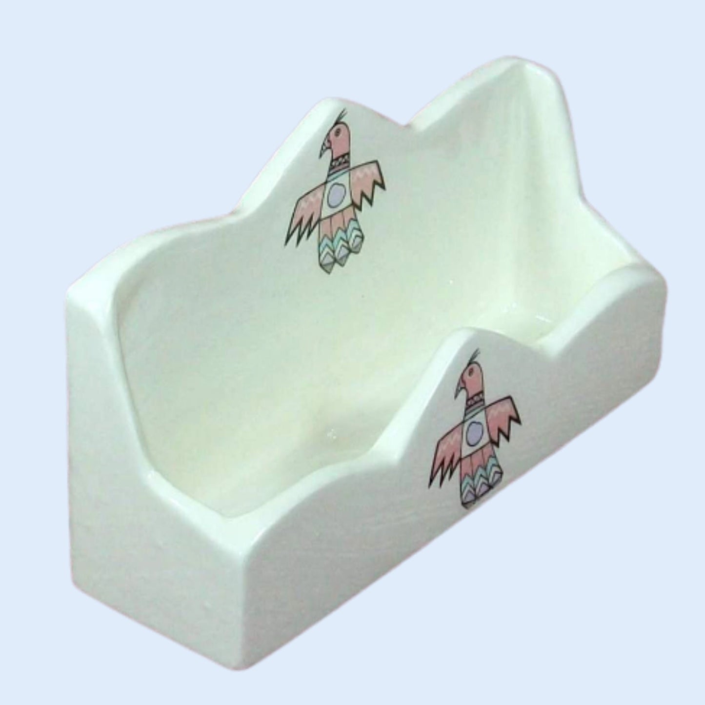 Business Card Holder with Thunder Bird, Handmade Ceramic Business Card Holder, Desktop Accessories, Desk Decor, Unique Office Supplies