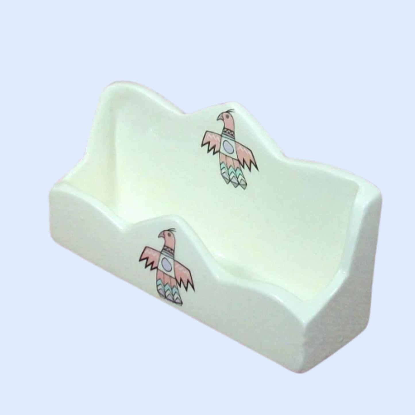 Business Card Holder with Thunder Bird, Handmade Ceramic Business Card Holder, Desktop Accessories, Desk Decor, Unique Office Supplies