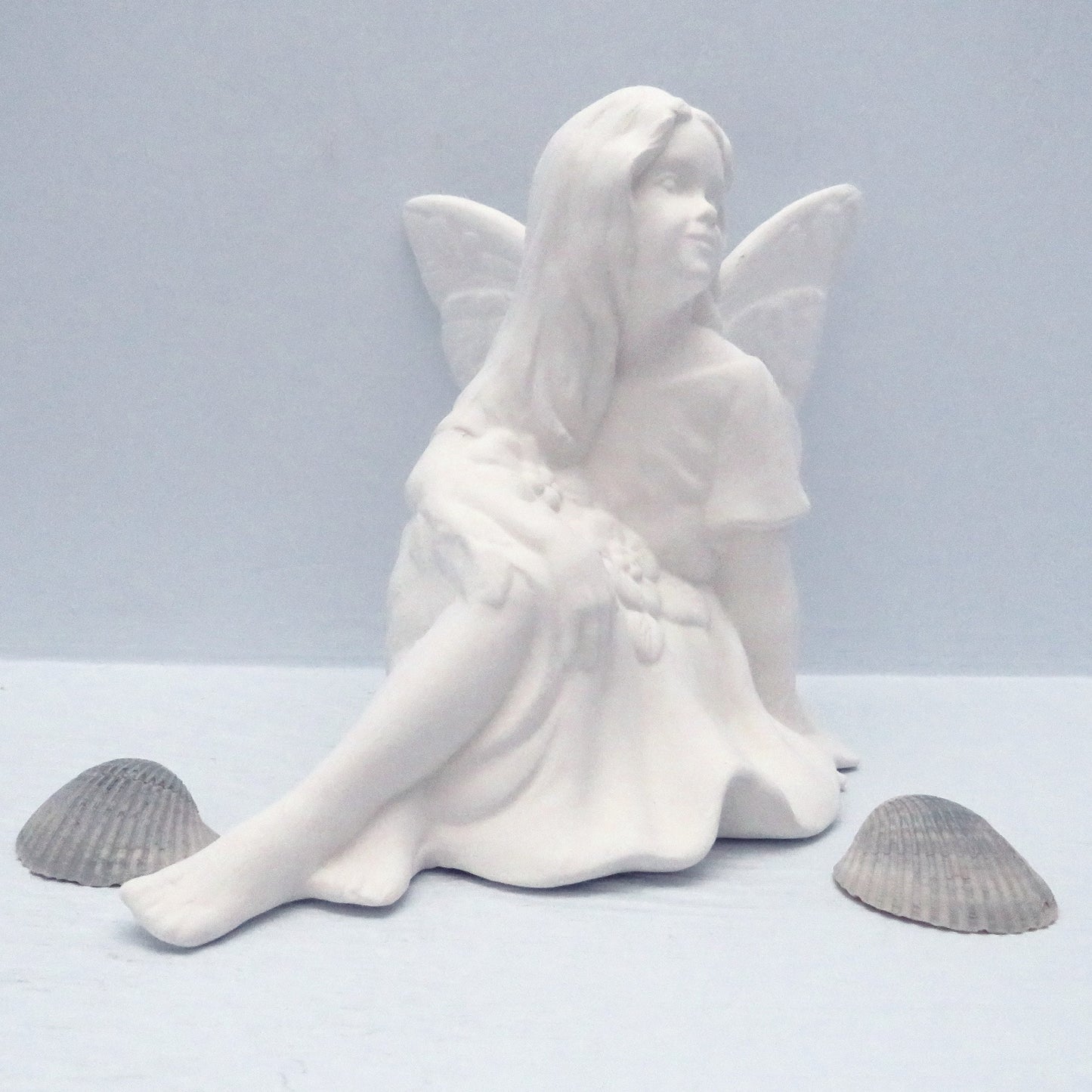 Unpainted Ceramic Bisque Sitting Fairy Figurine / Paintable Ceramics / Ready to Paint / Fairy Statue / Fairy Lover Gift / Fairy Decor