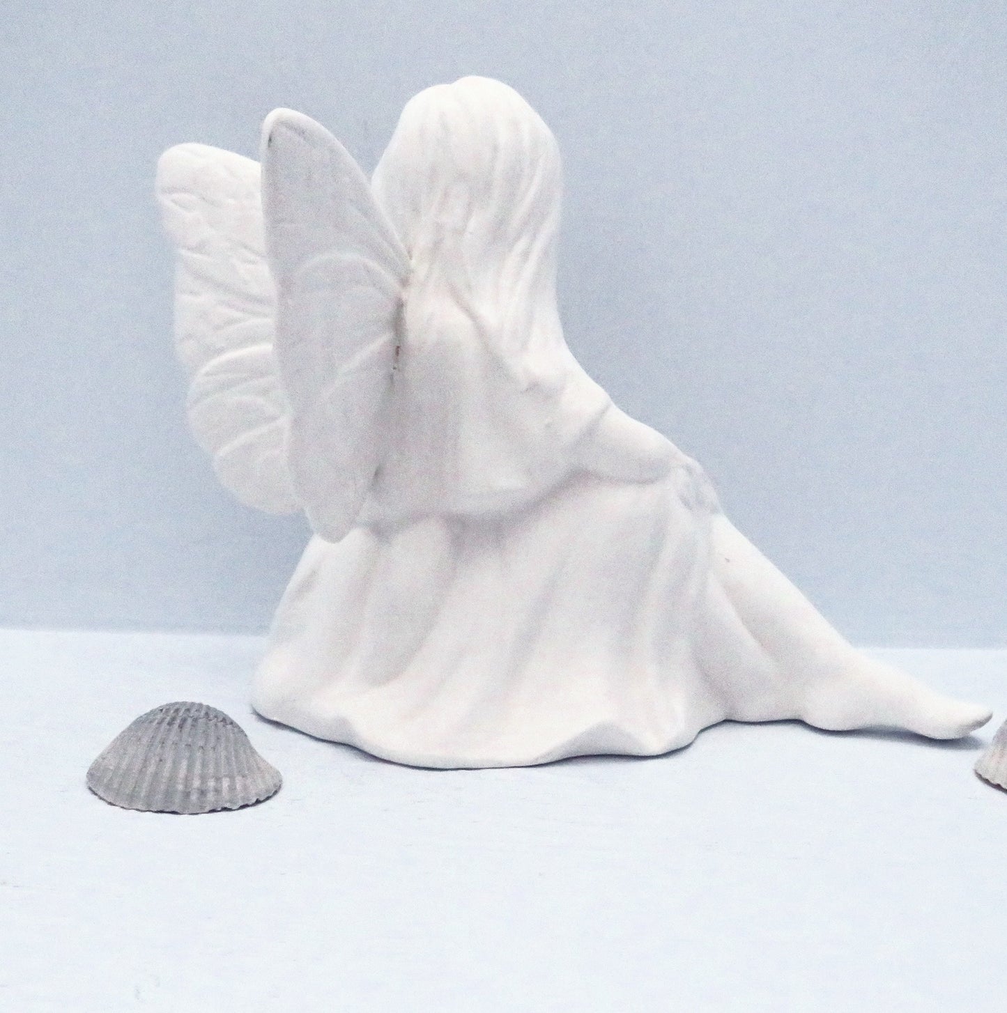 Unpainted Ceramic Bisque Sitting Fairy Figurine / Paintable Ceramics / Ready to Paint / Fairy Statue / Fairy Lover Gift / Fairy Decor
