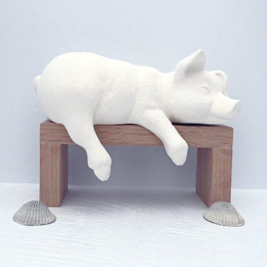 Ready to Paint Ceramic Bisque Shelf Sleeper Pig Figurine, Paintable Ceramic Pig Statue, Ceramics to Paint, Pig Lover Gift, Farm Decor