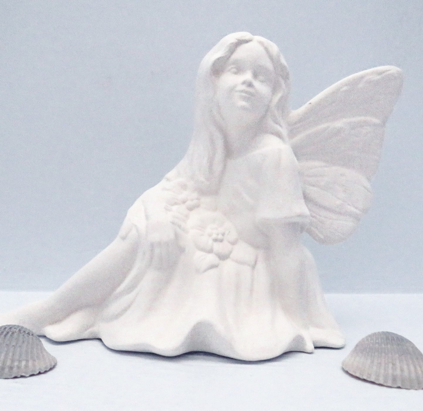 Unpainted Ceramic Bisque Sitting Fairy Figurine / Paintable Ceramics / Ready to Paint / Fairy Statue / Fairy Lover Gift / Fairy Decor