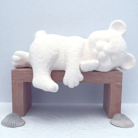 Handmade Unpainted Ceramic Bisque Sleepy Shelf Bear Figurine, Paintable Ceramic Resting Bear Statue, Ceramics to Paint, Ready to Paint