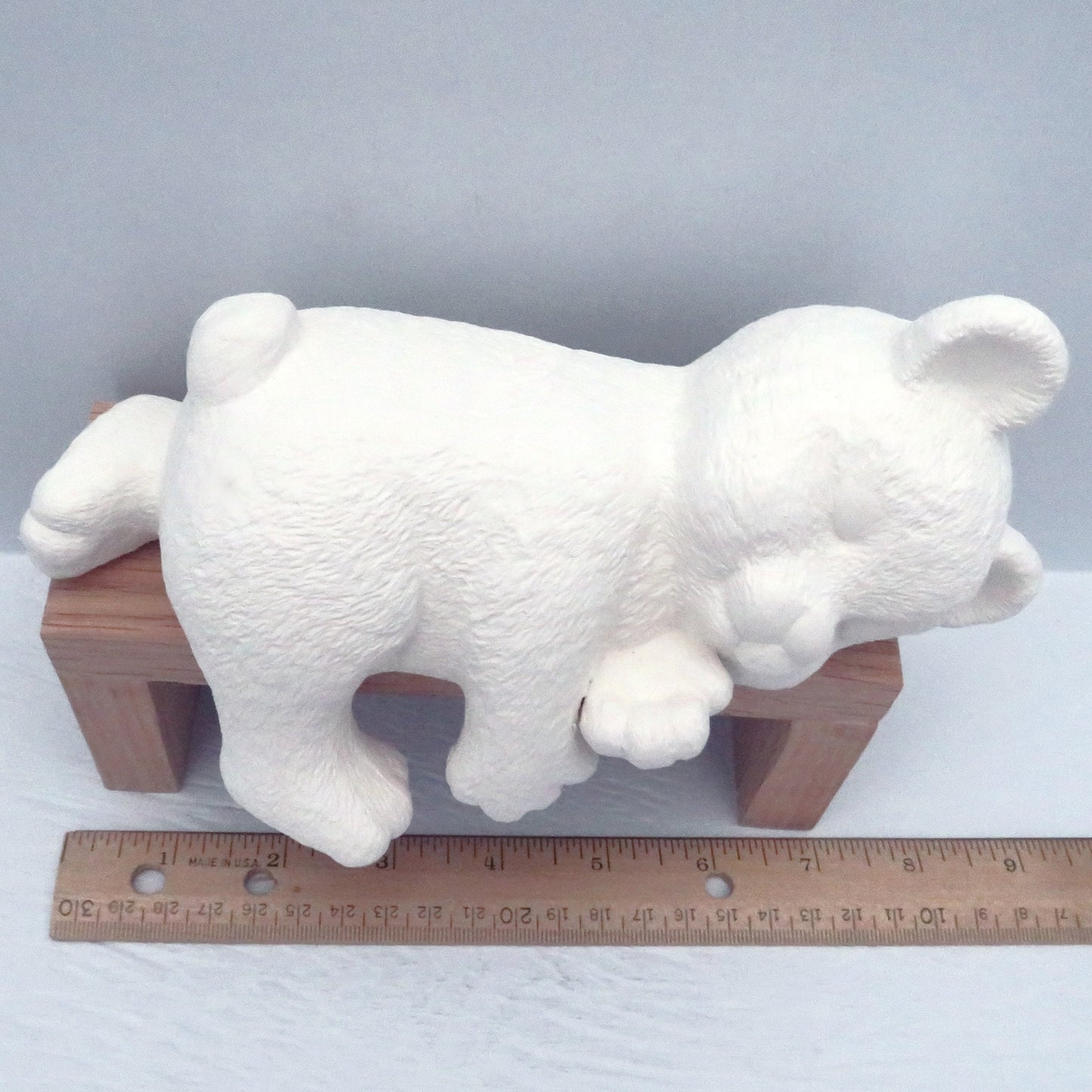 Handmade Unpainted Ceramic Bisque Sleepy Shelf Bear Figurine / Paintable Ceramic Resting Bear Statue / Ceramics to Paint / Ready to Paint