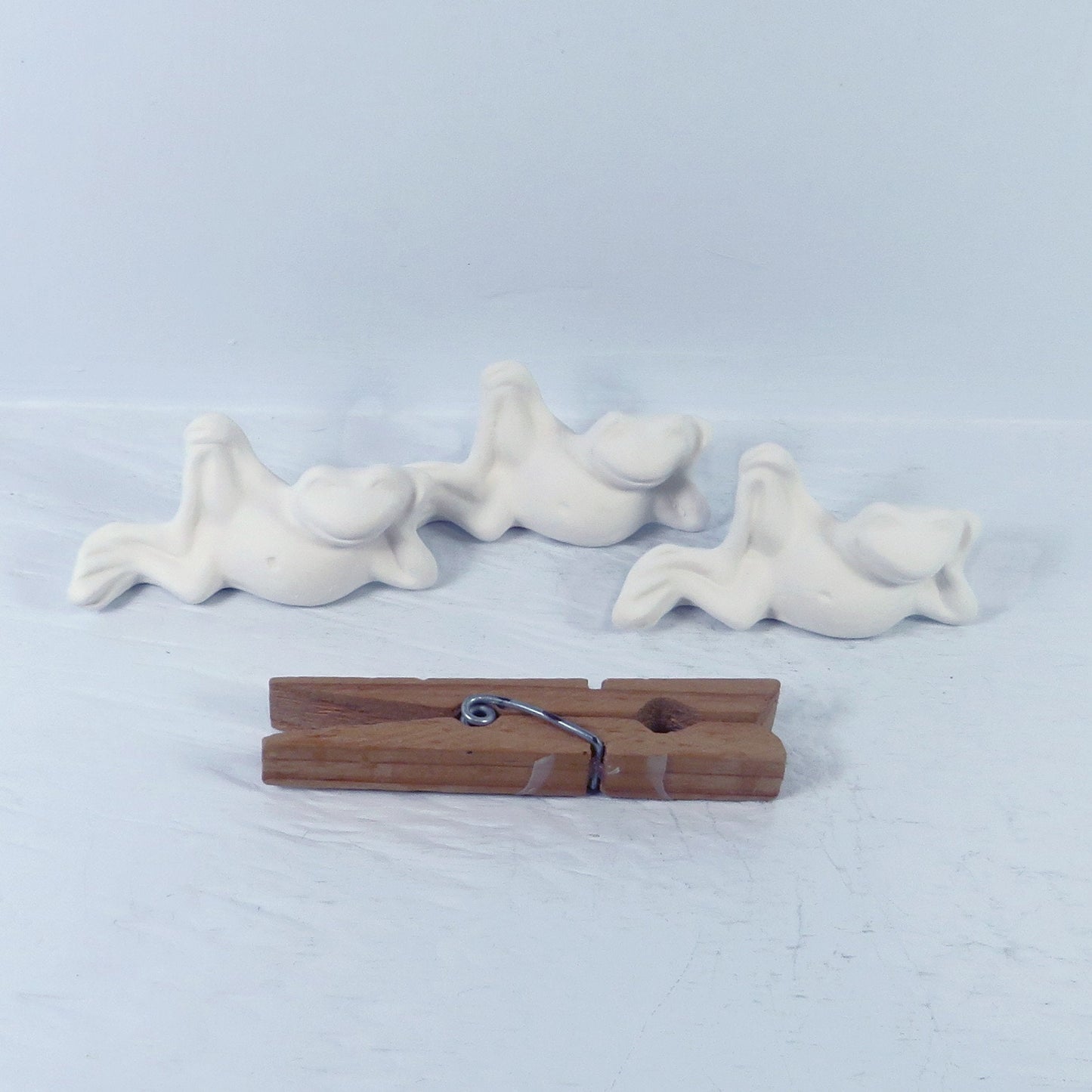 Small Unpainted Ceramic Bisque Frog Figurines / Set of 3 Frog Statues / Bisqueware / Ceramics to Paint / Paint it Yourself / Ready to Paint